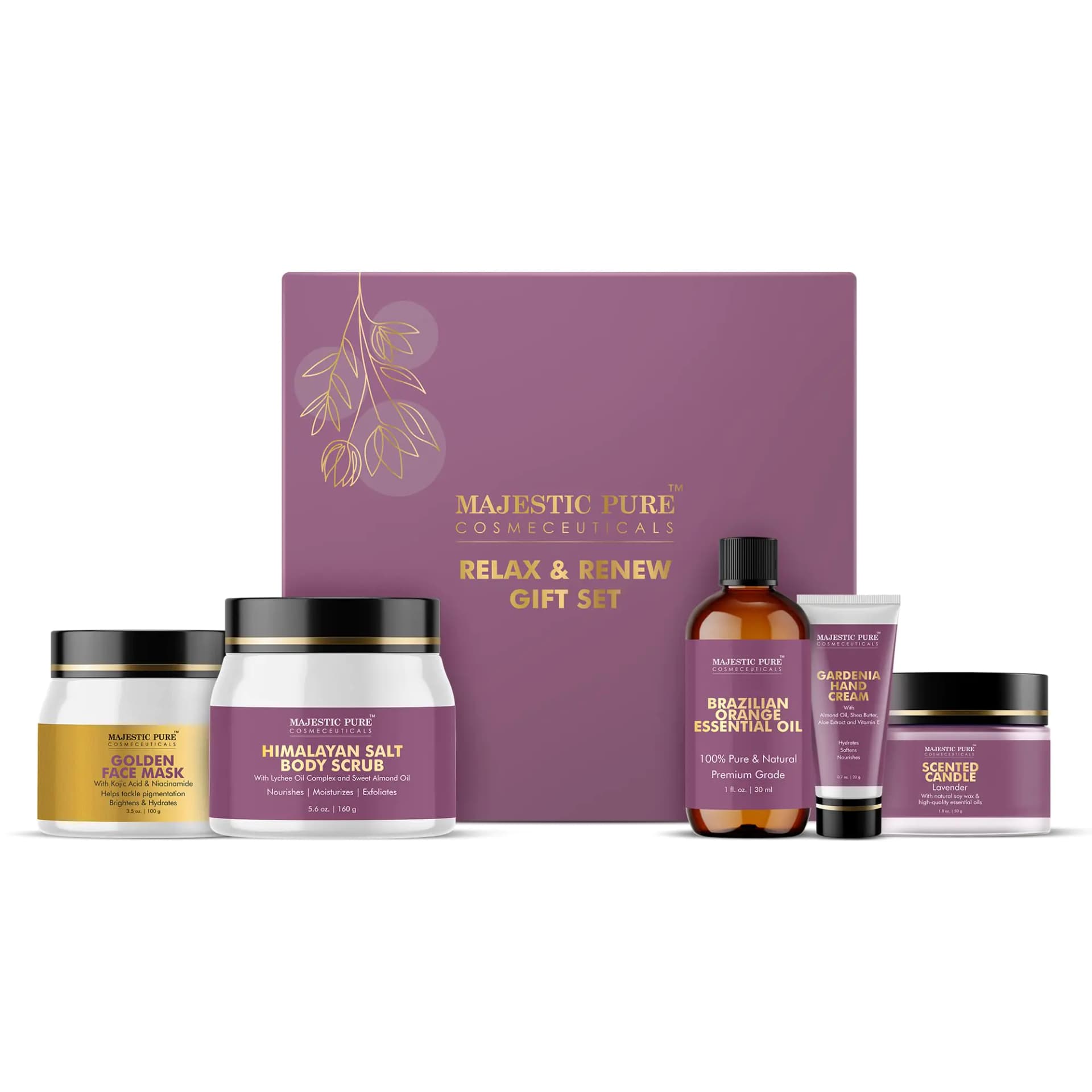 Spa Gift Set with Candle, Mask, and Scrub