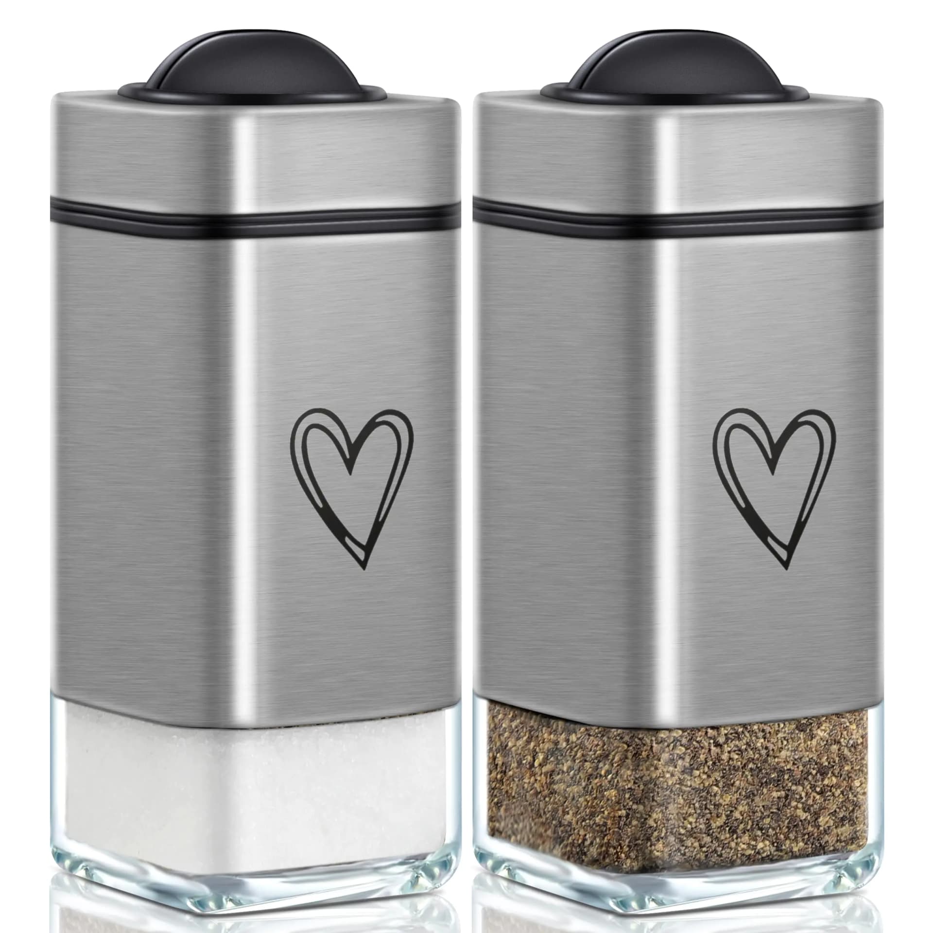Salt and Pepper Shakers Set, Stainless Steel