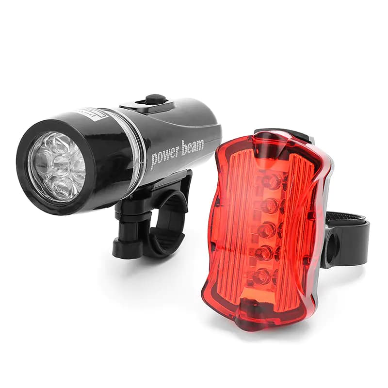 Bicycle Front and Rear Light Set with 5 LED Lights
