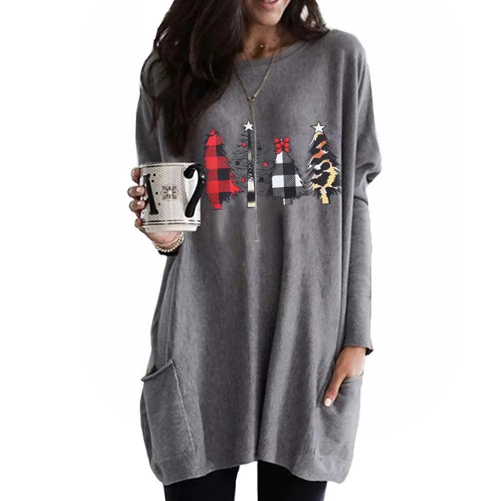 Women's Christmas Tree Long Sleeve Tunic Top