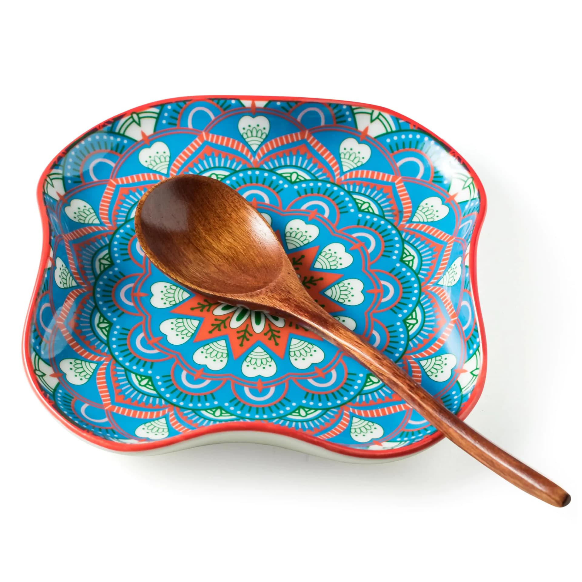 Ceramic Bohemian Spoon Rest Blue Red