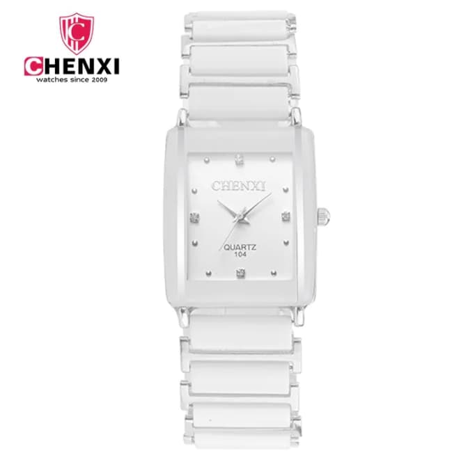 Fashionable Square Ceramic Couple Watches 104A