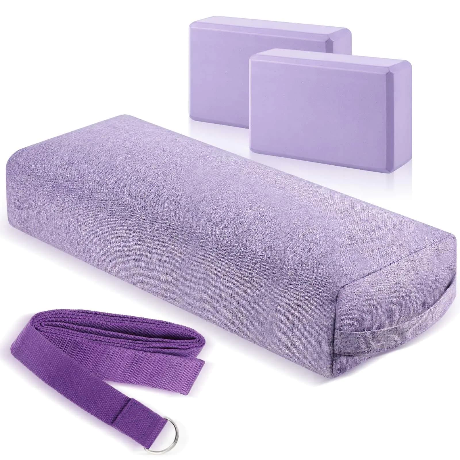 Yoga Bolster Pillow And Blocks Set Purple