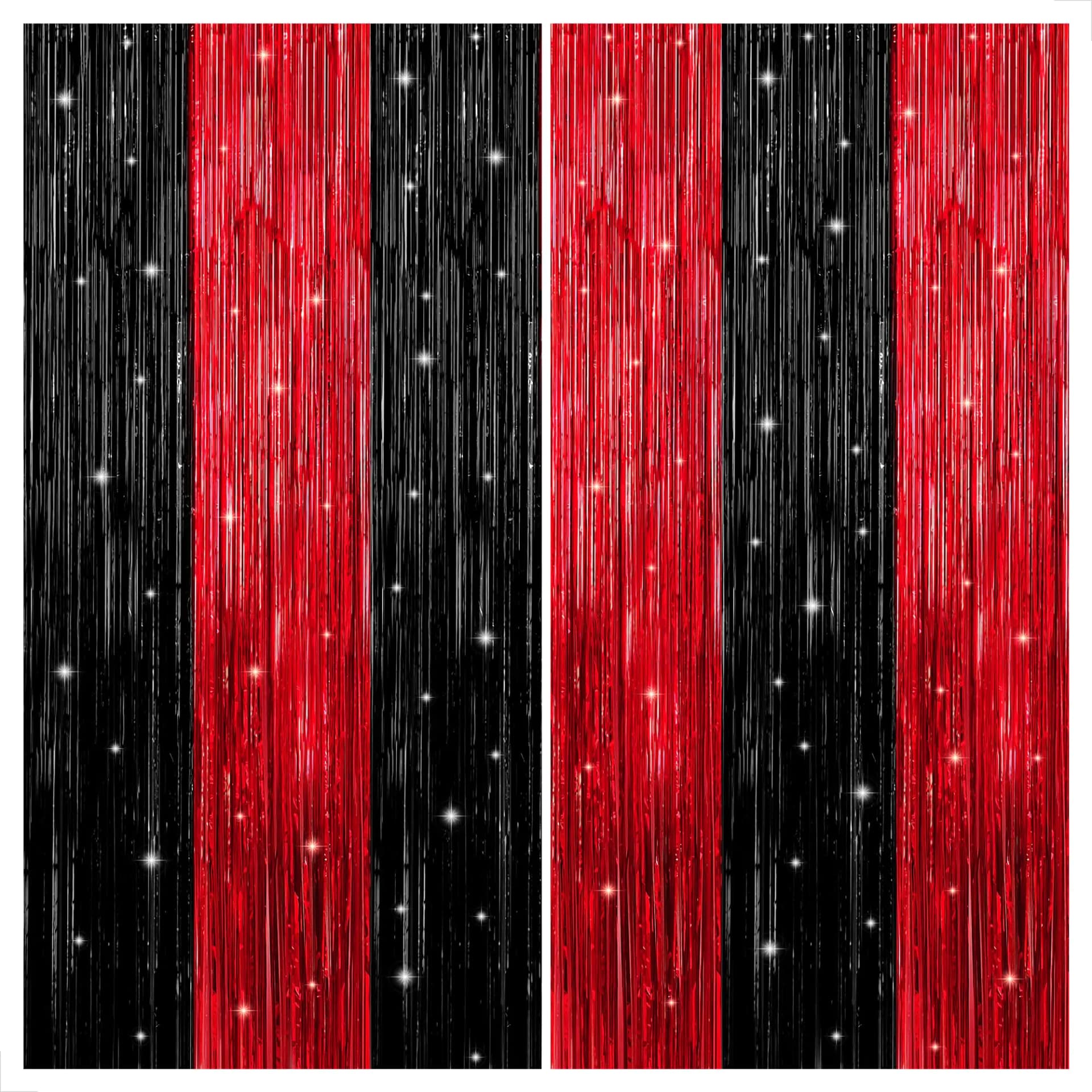 Red and Black Fringe Curtain Backdrop