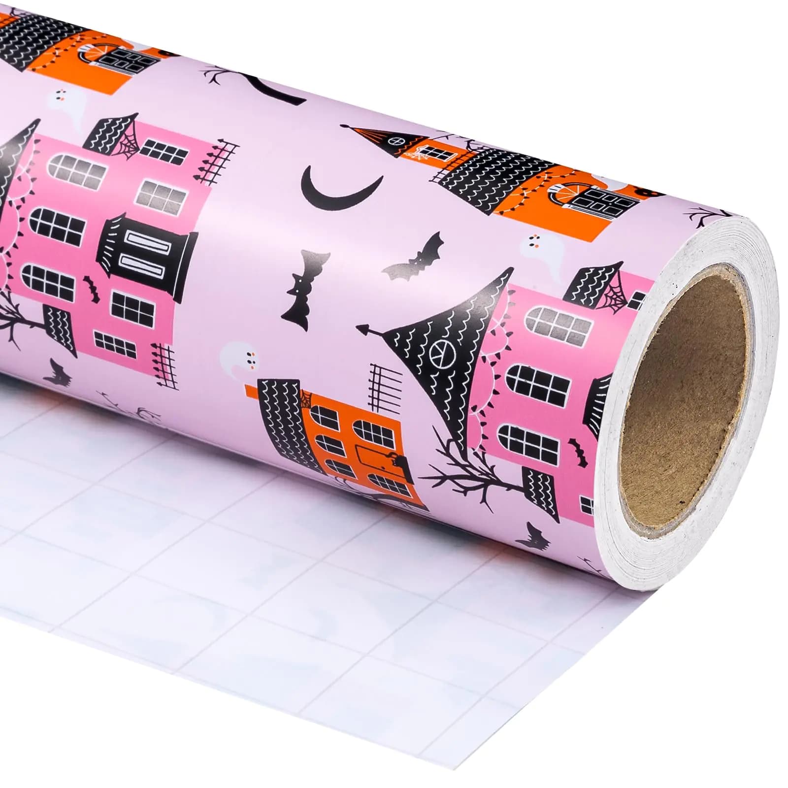 WRAPAHOLIC Halloween Wrapping Paper Roll - Mini Roll - 17 Inch x 33 Feet - Dark Magic Castle Design Perfect for Halloween Decorations Holiday Party