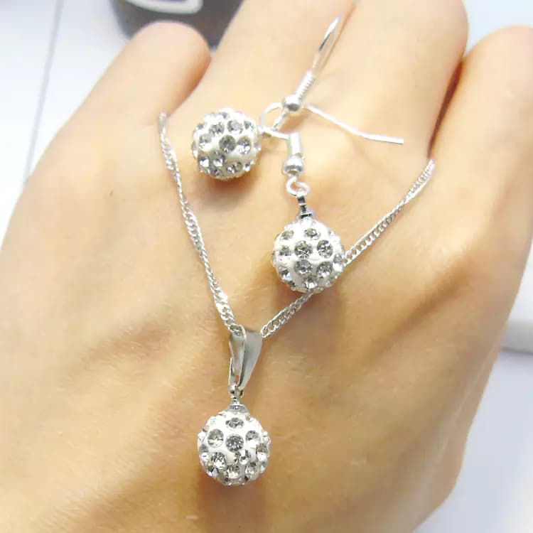 Crystal Earrings and Necklace Jewelry Set