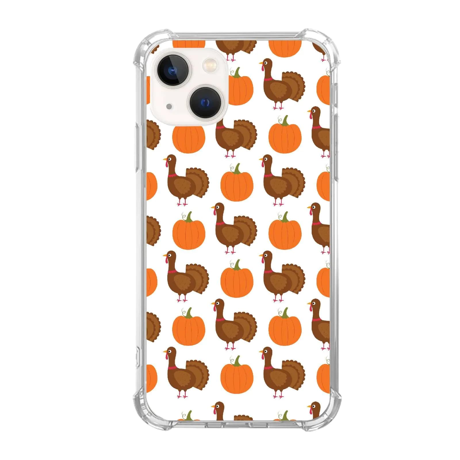 Thanksgiving Turkey Pumpkin Phone Case Compatible with iPhone 14，Aesthetic Turkey Pumpkin Silicone Shockproof TPU Bumper Protective Cover Case for iPhone 14