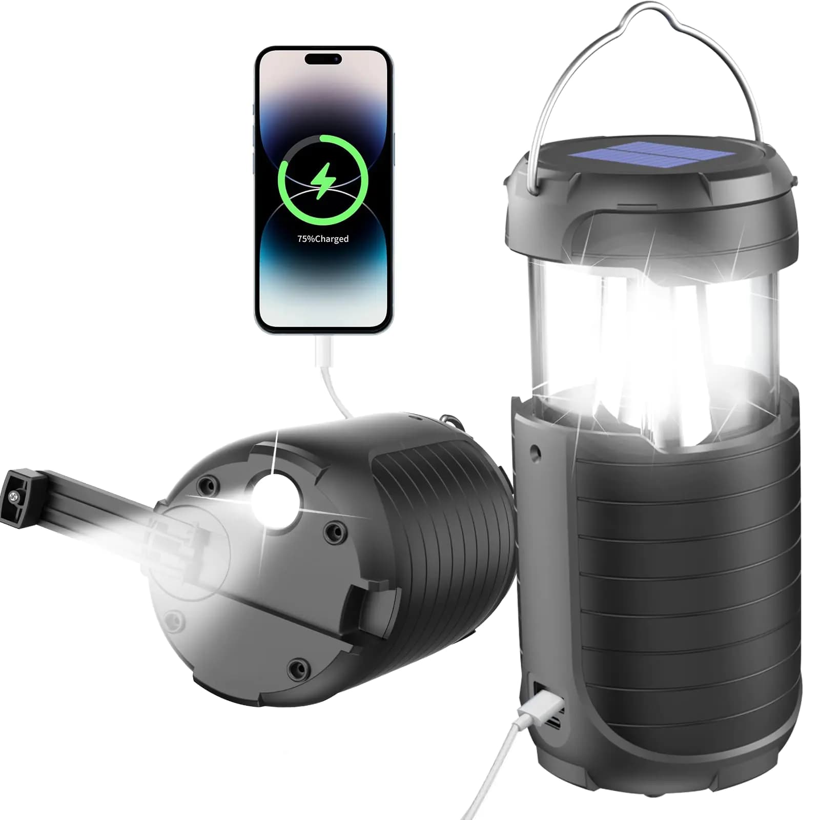 Solar Camping Lantern Rechargeable LED Waterproof