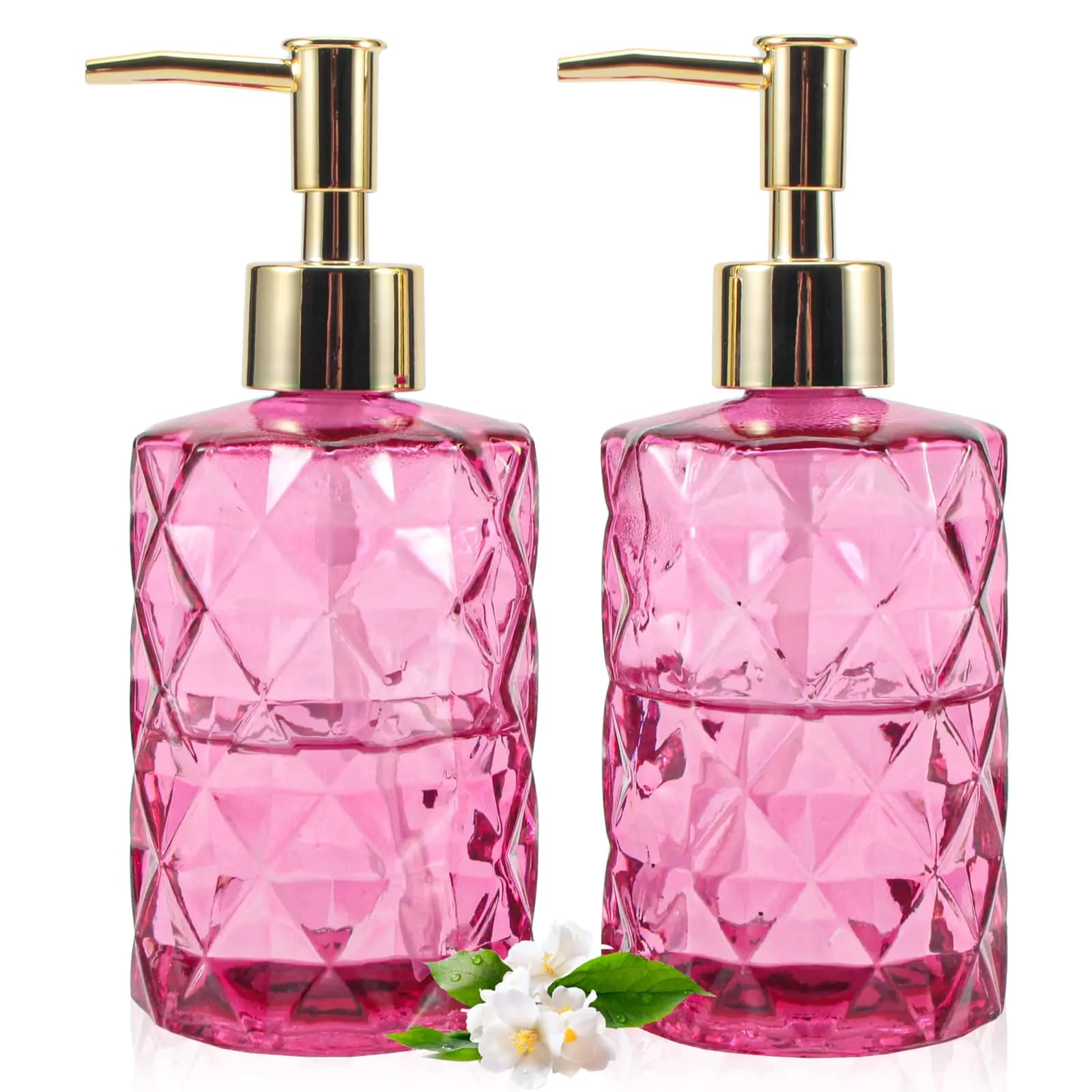 Diamond Pattern Soap Dispenser Hot Pink 2 Pack