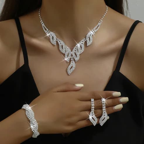 Elegant Bridal Jewelry Set: Necklace & Earrings