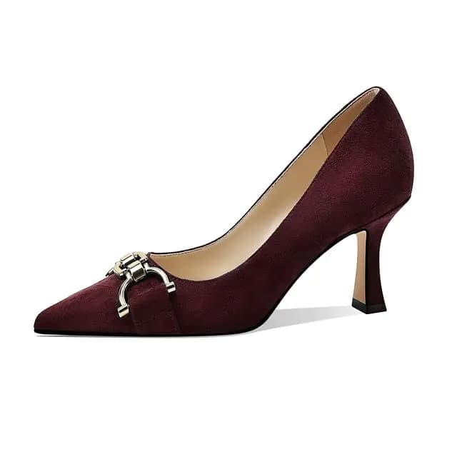 Women's Red Pointed Toe Kitten Heels