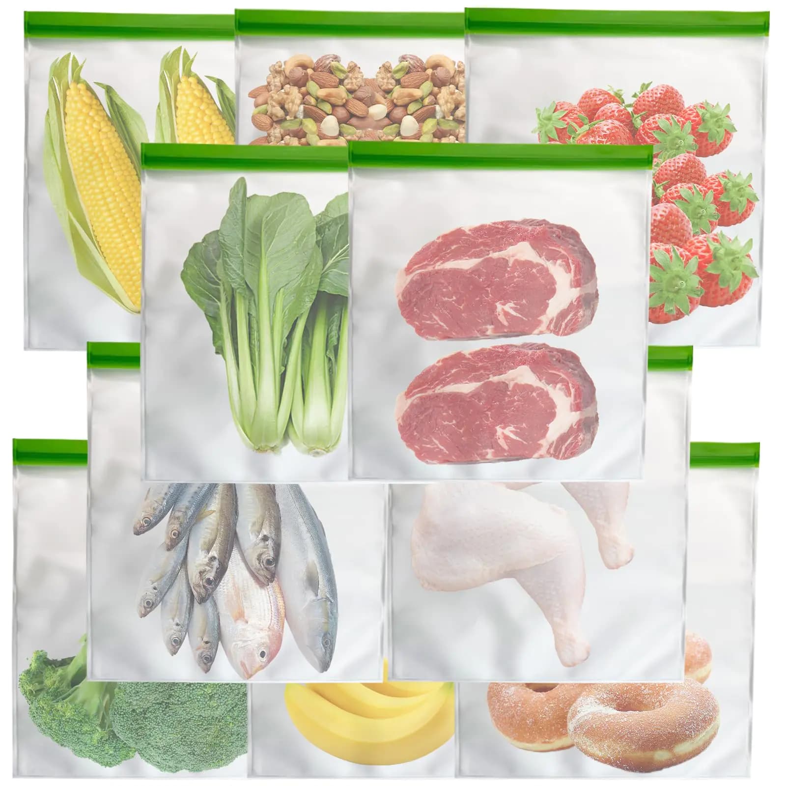Odor Proof Reusable Food Storage Bags, 10 Pack
