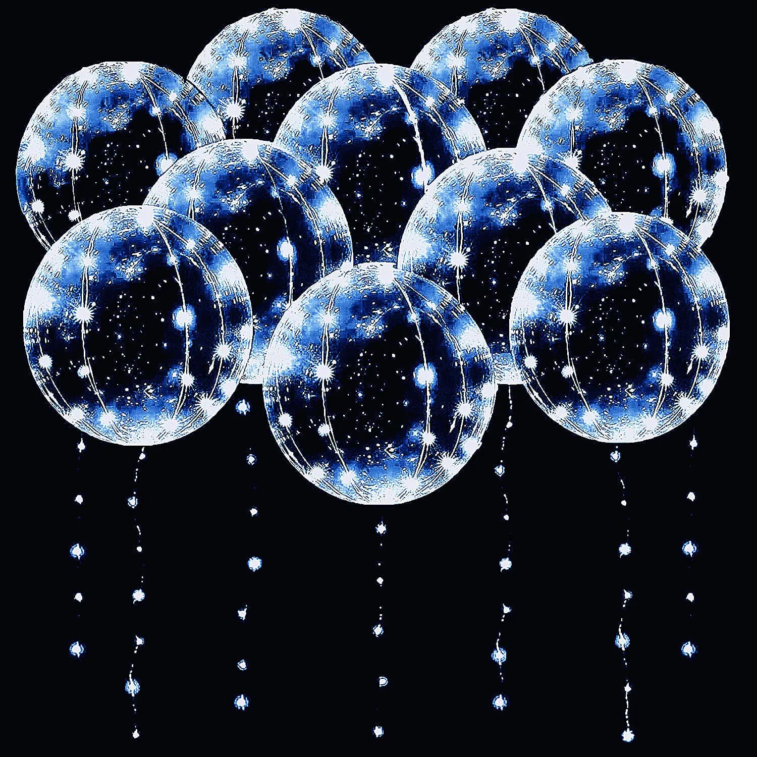 LED Bobo balloons10 PACKS20 Inches with String Lights Helium Style Glow Bubble Balloons for Christmas Wedding Birthday Valentines Day Halloween Party Decorations (White)