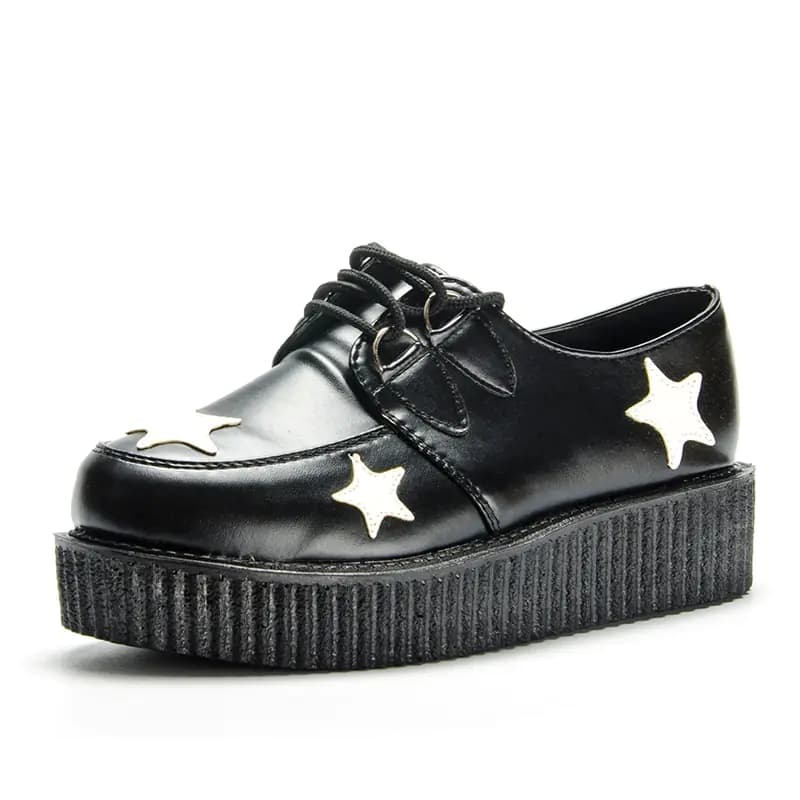 Leather Shoes, Platform Shoes, Flat Shoes, Star Design