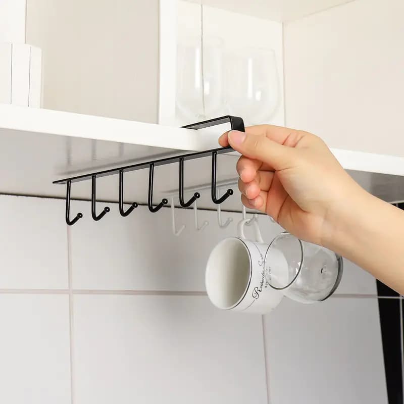 Metal Hooks Storage Shelf for Kitchen and Bathroom Organizer
