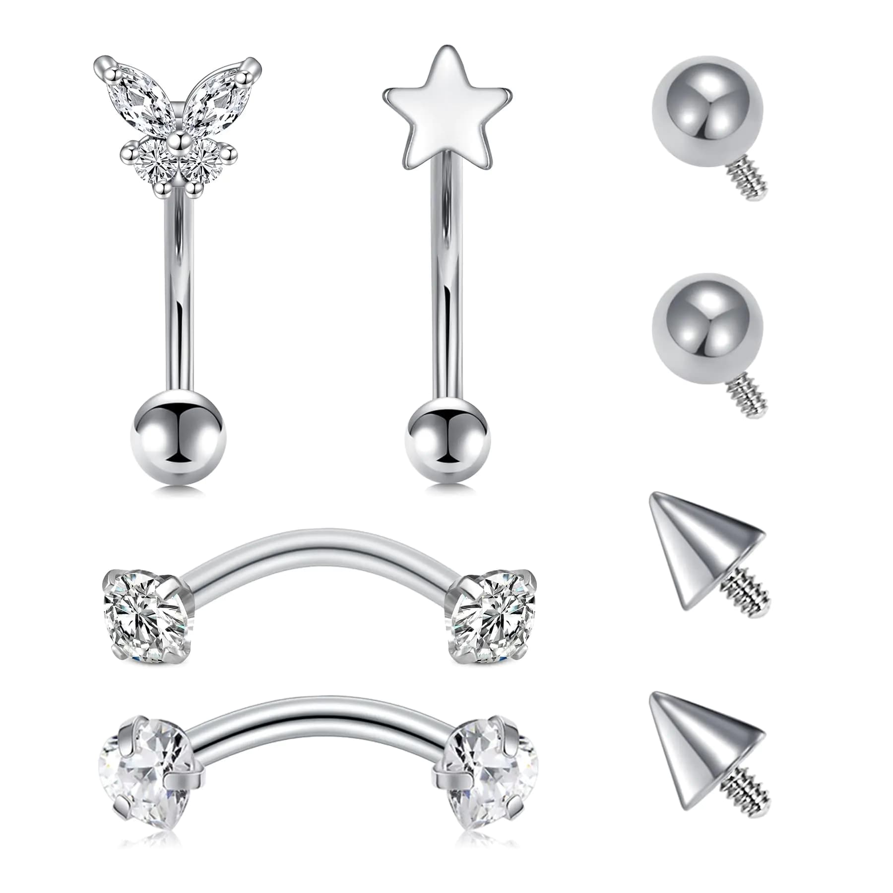 Internally Threaded Curved Barbell Rook Piercing Jewelry