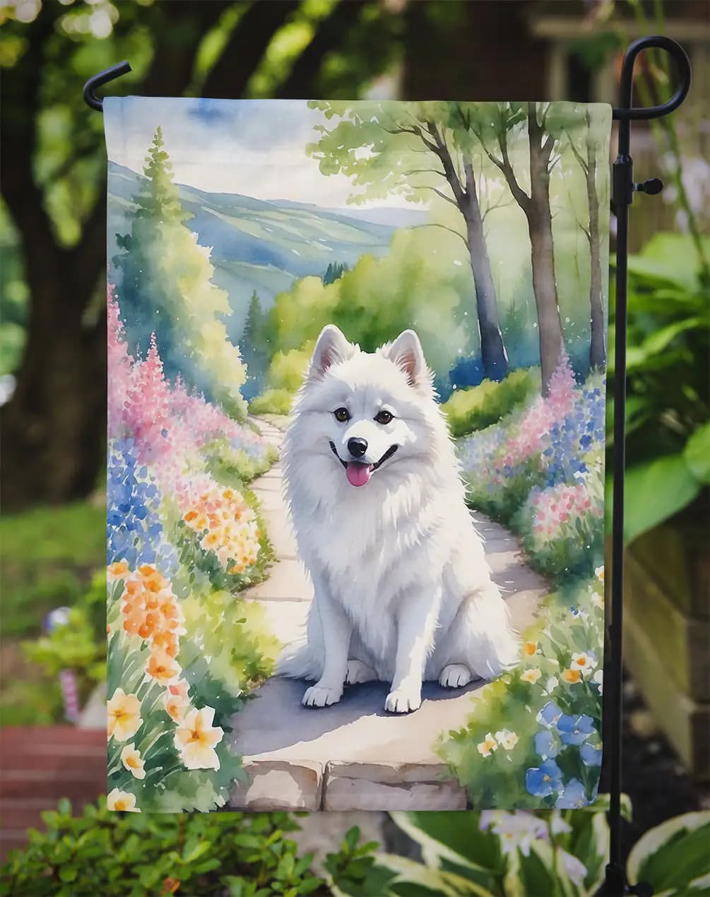 American Eskimo Spring Garden Flag