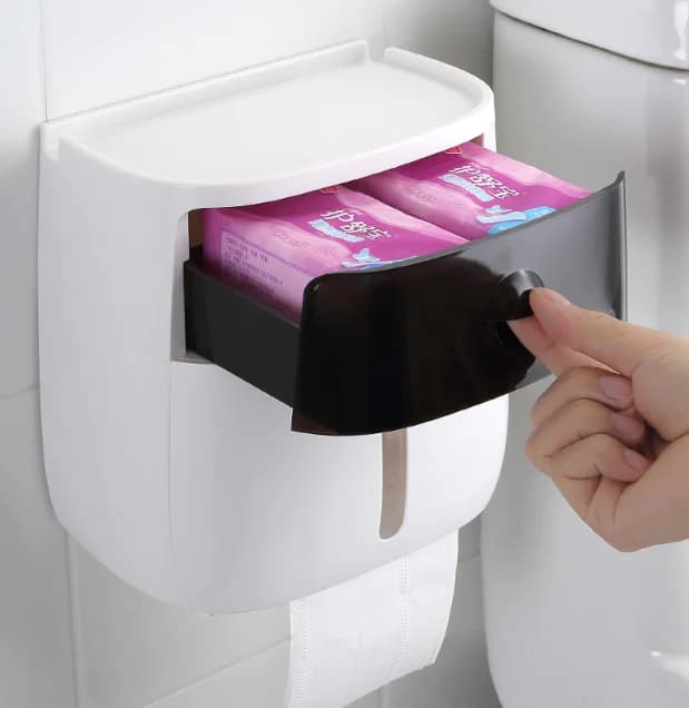Tissue Box and Bathroom Storage Organizer Shelf