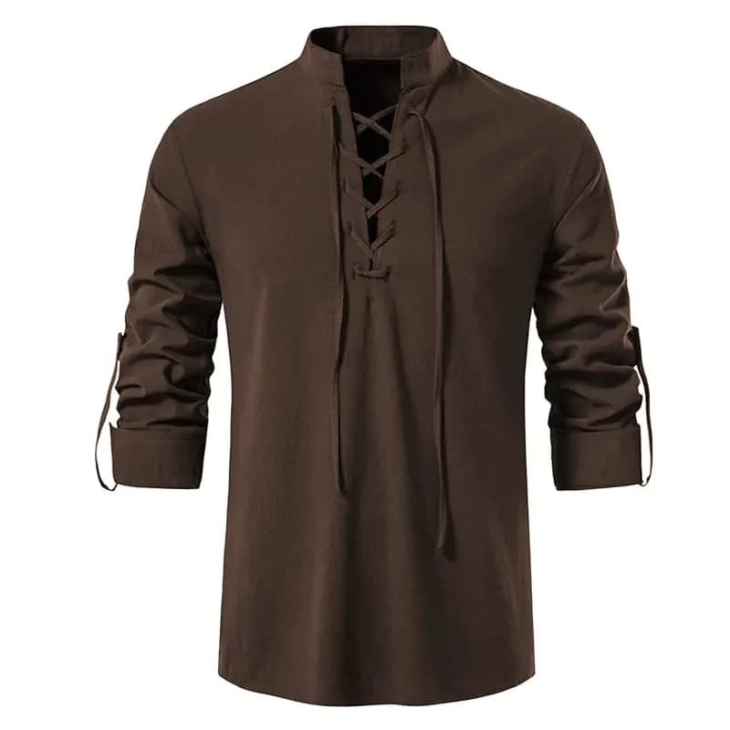 Brown Medieval Pirate Long Sleeve Shirt