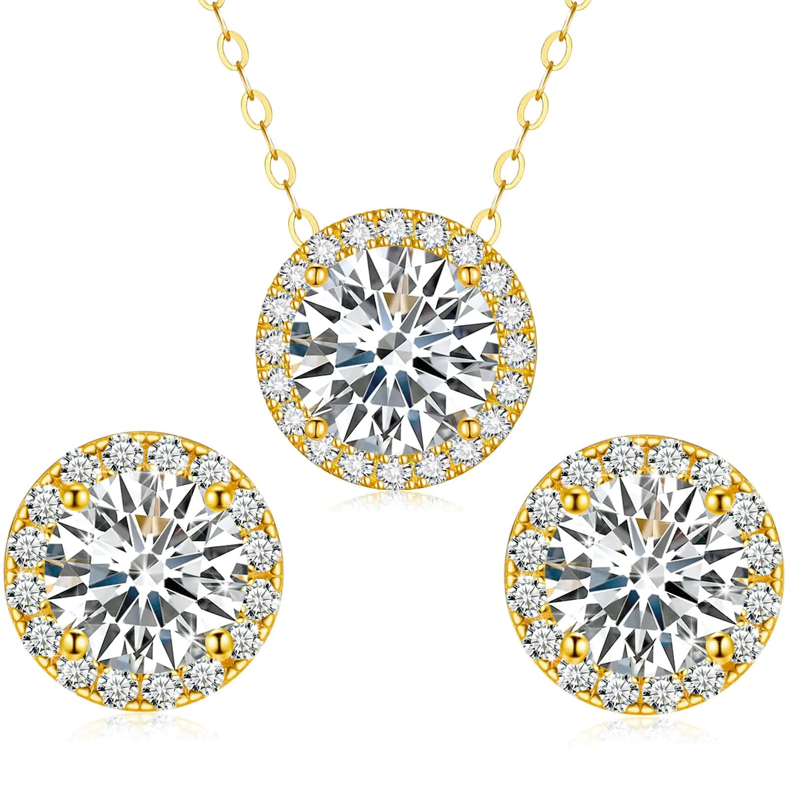 Moissanite Diamond Necklace and Earrings Set