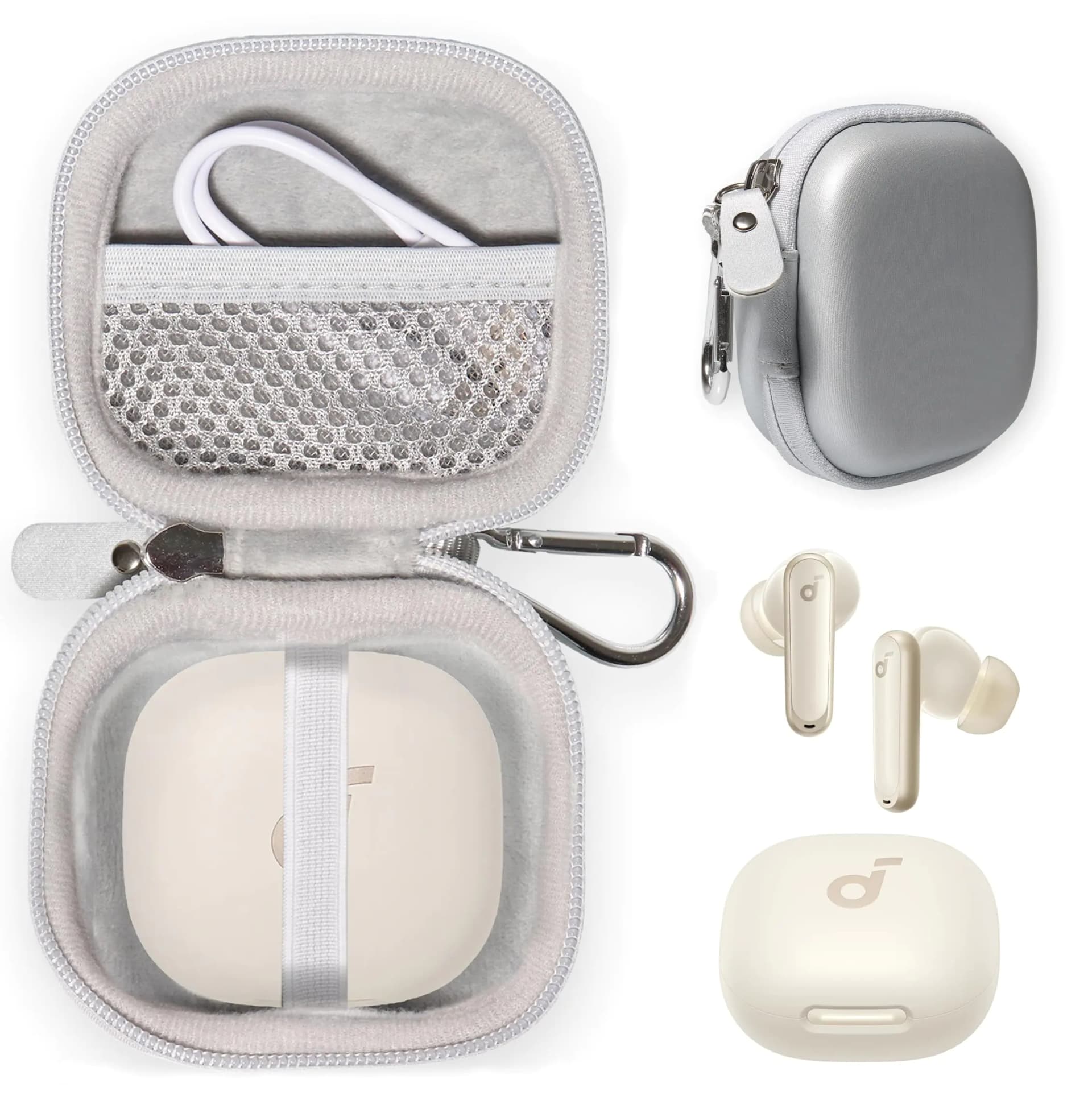 CaseSack Case for Soundcore P40i by Anker Noise Cancelling Wireless Earbuds (White)