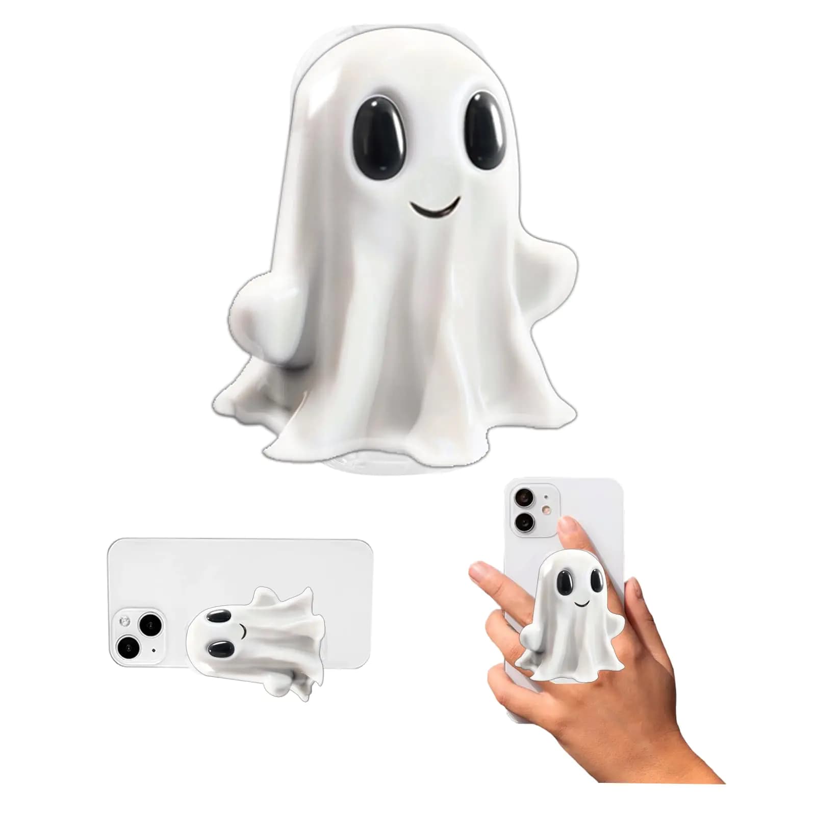 Yuibthr Phone Grip Cute 2D Ghost Walking Shape Collapsible Expandable Halloween Decorations Smartphone Tablet Cell Phone Grip Stand Holder