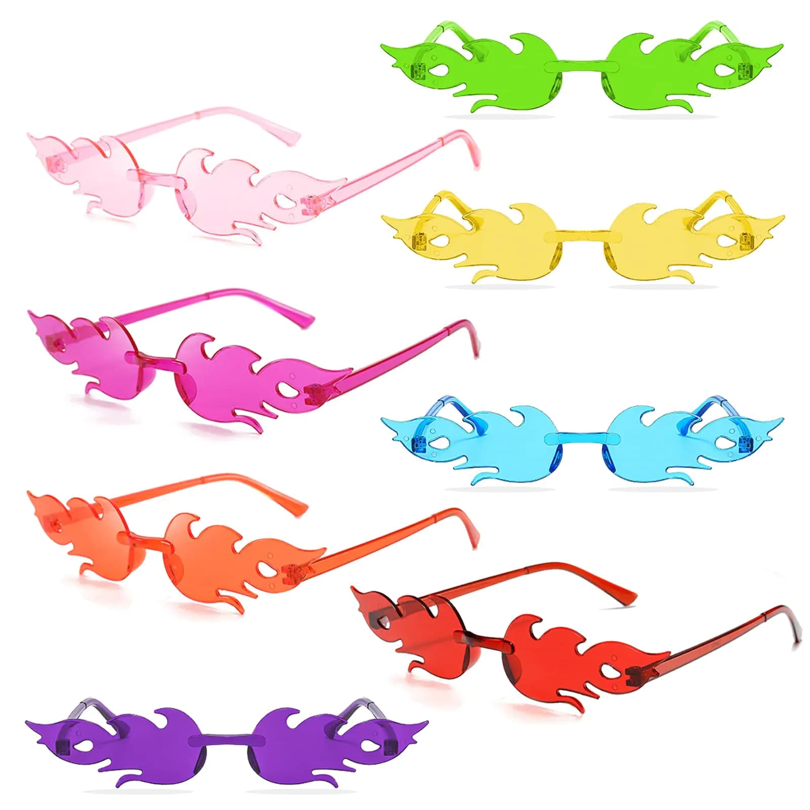 Star Shaped Rimless Sunglasses Colorful Fire
