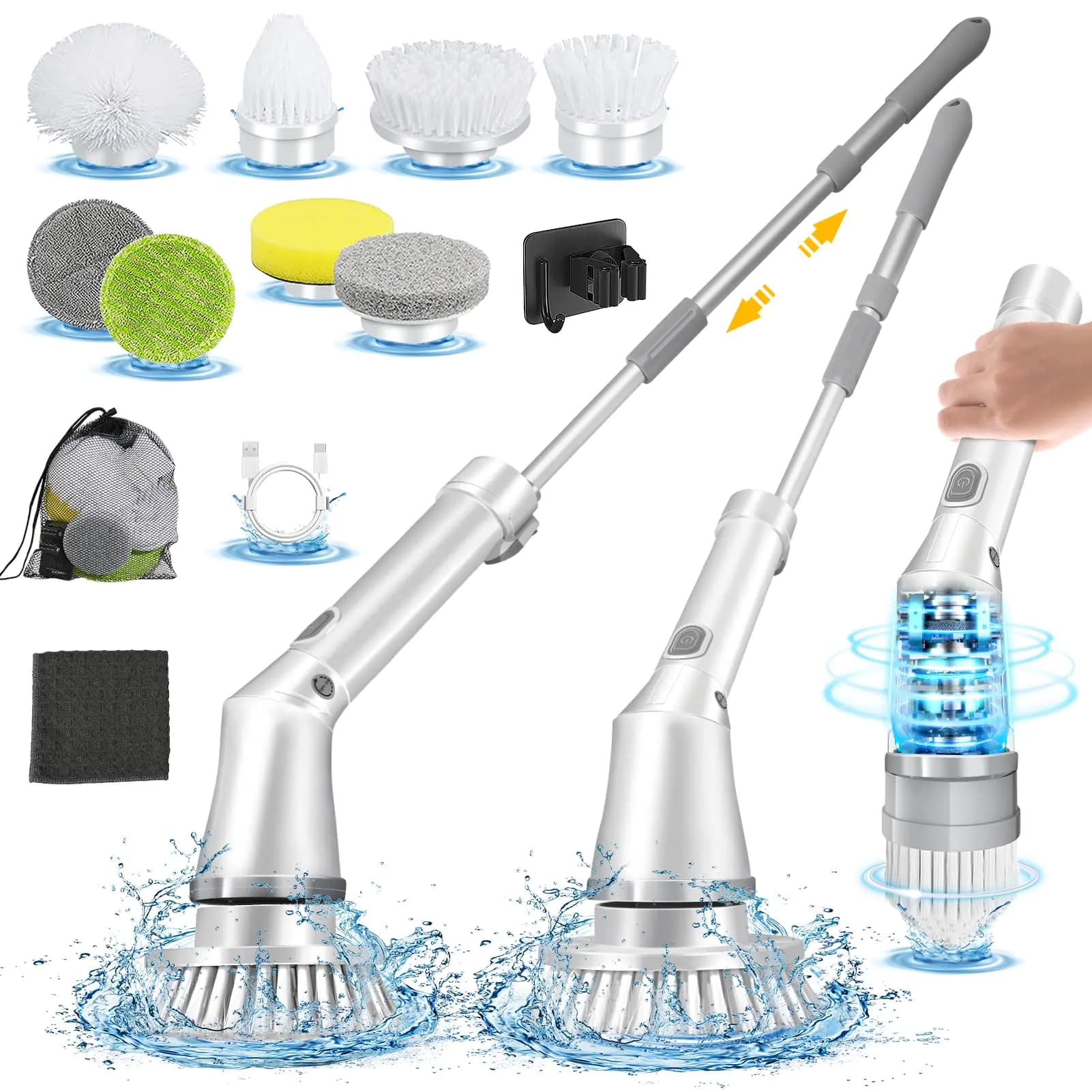 Electric Spin Scrubber with Eight Brush Heads