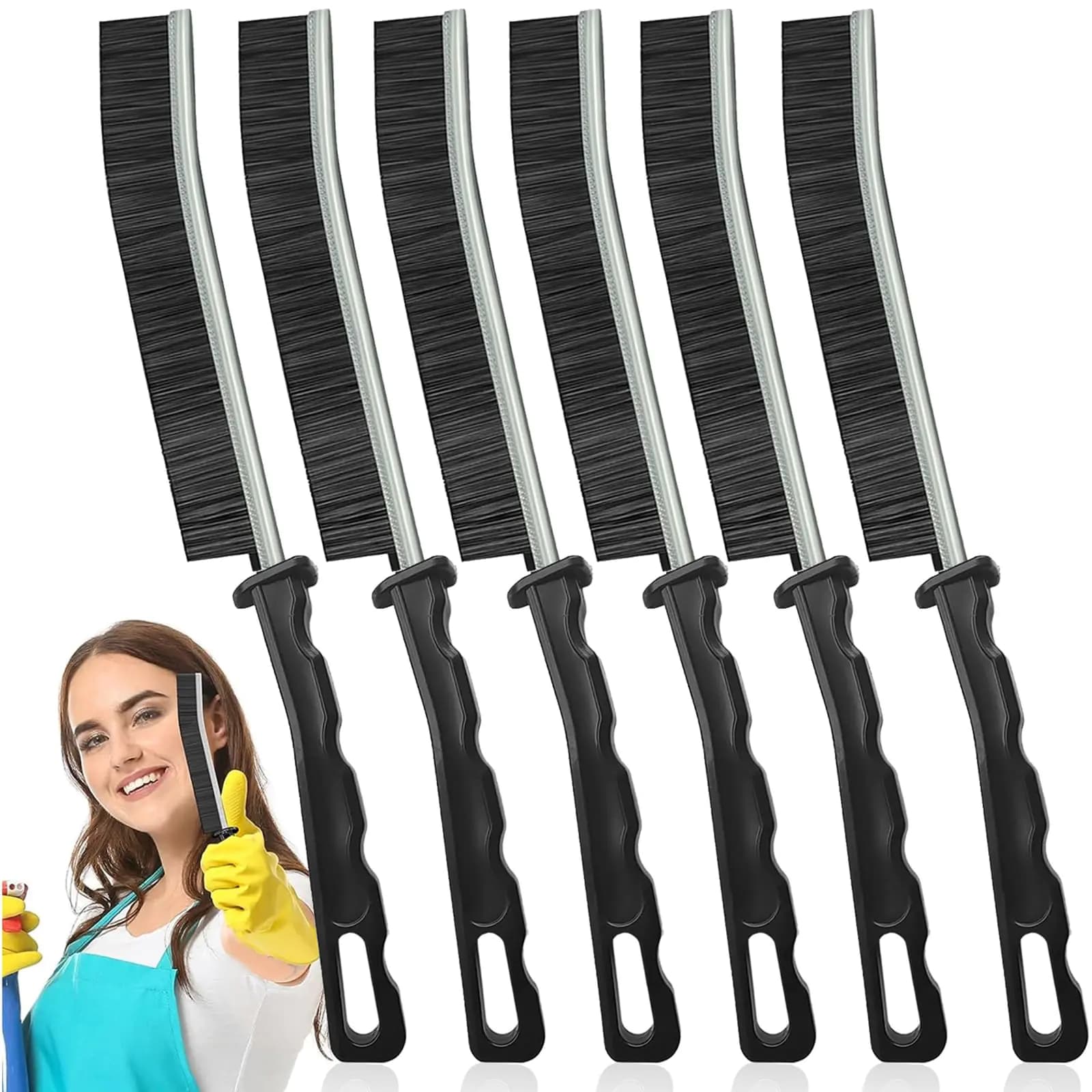 Hard Bristle Crevice Cleaning Brush Set Six Piece
