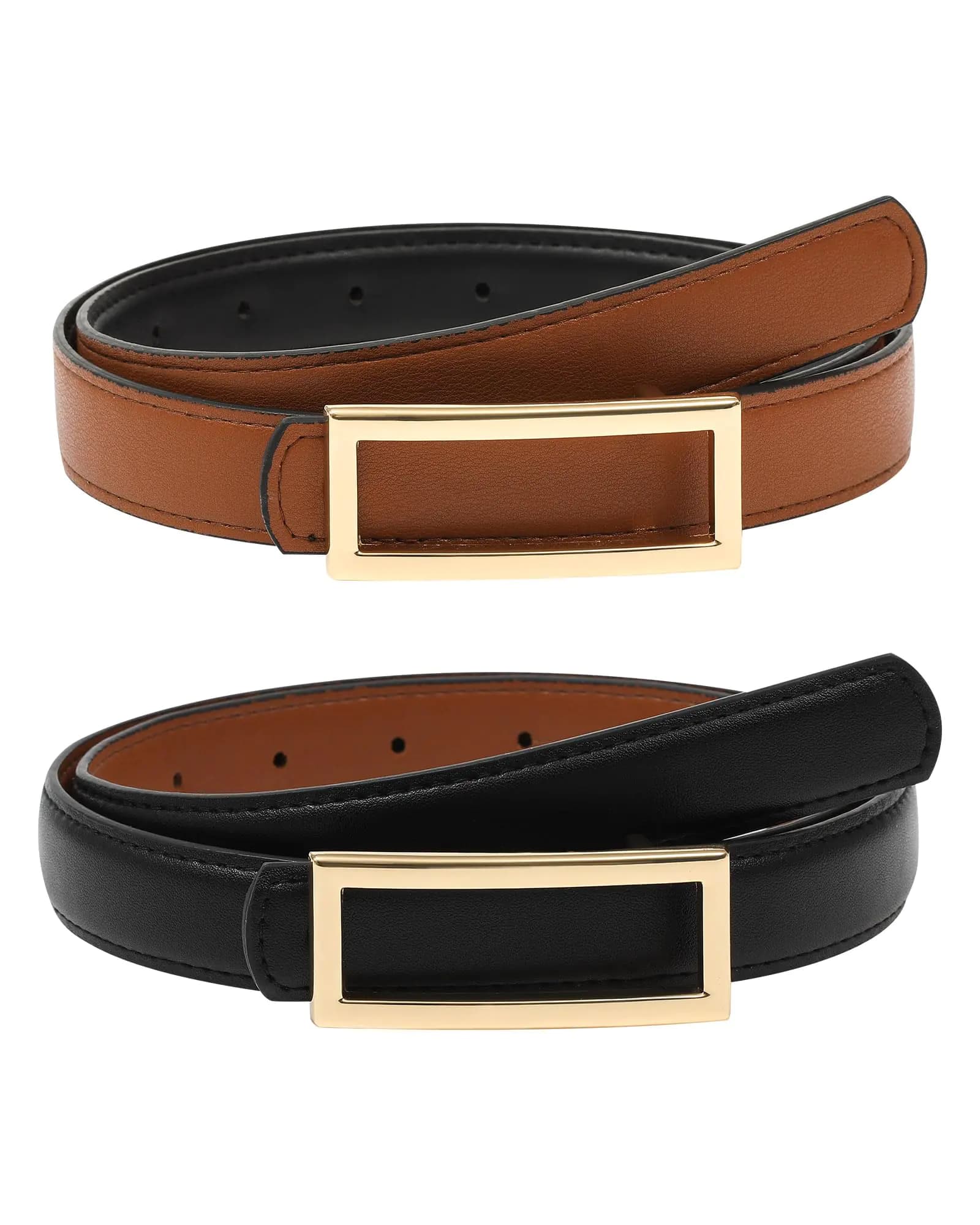 Women's Reversible Leather Belt Black Brown