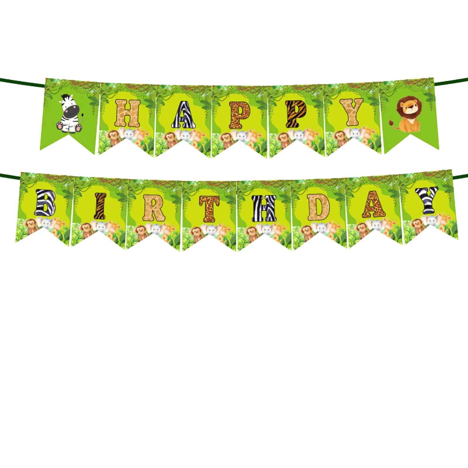 GLASNES Jungle Animals Birthday Banner Safari Animals Theme Bunting Party Decorations Woodland Party Supplies for Boy Girl Babys Kids