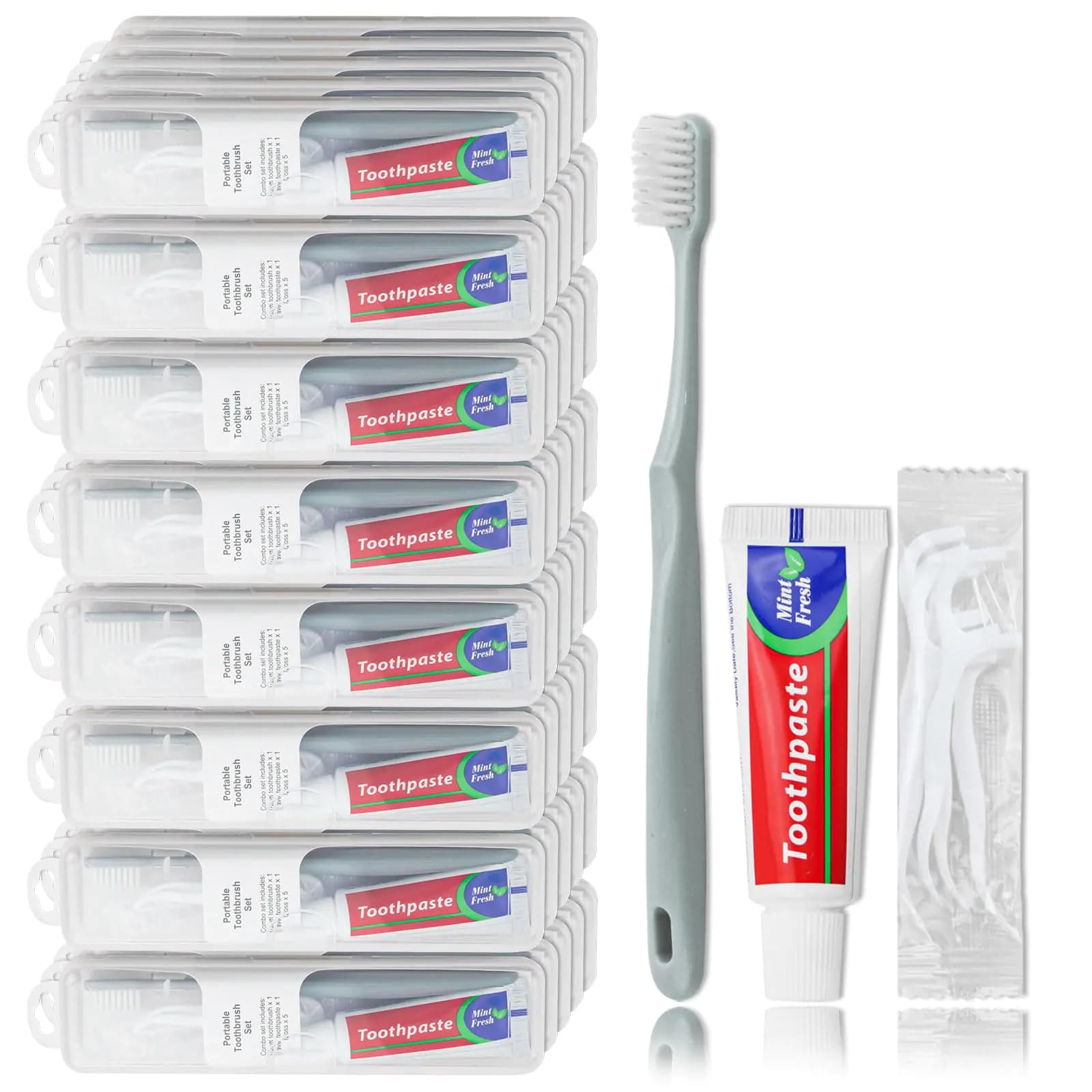 Travel Toothbrush Kit with Floss Picks 20-Pack