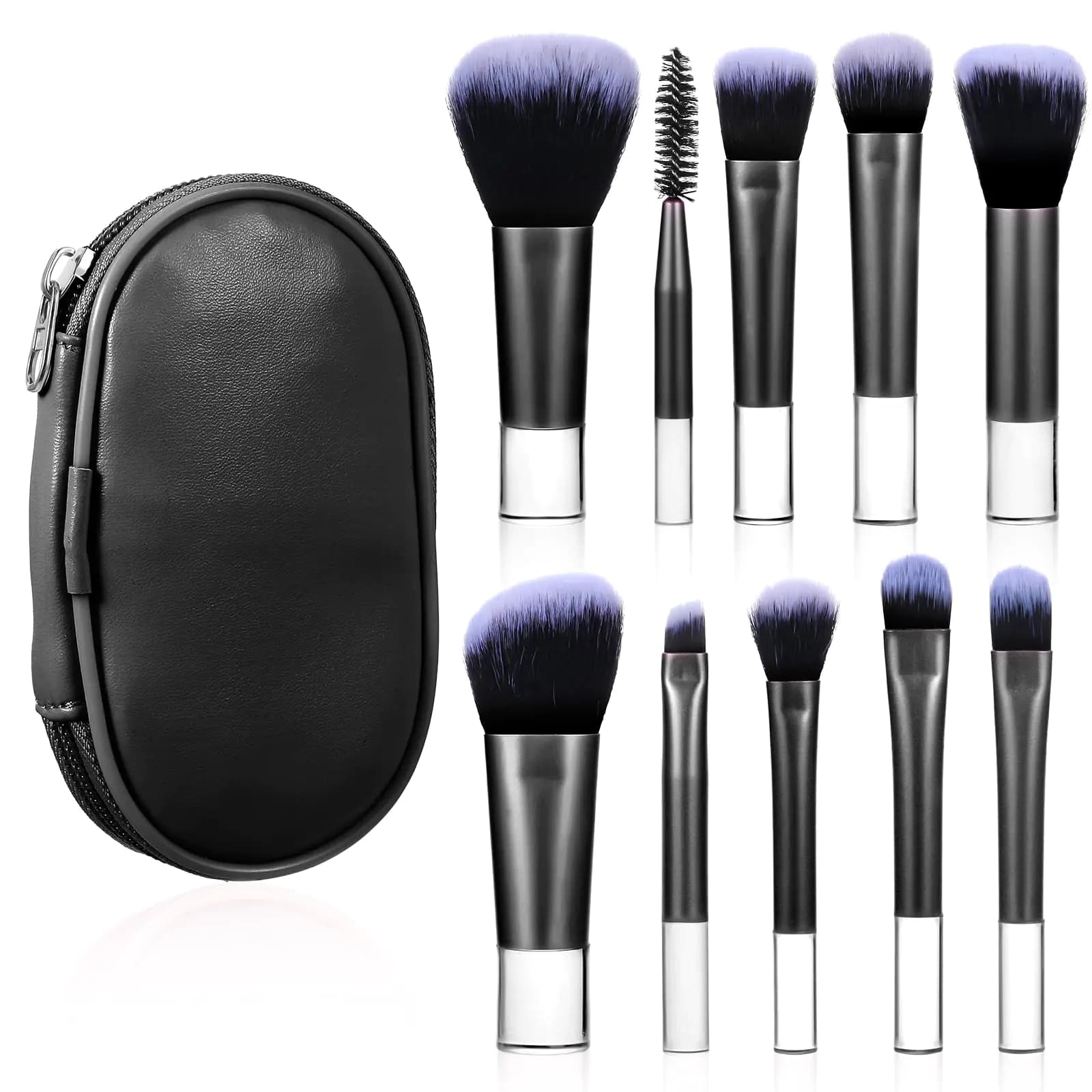 Travel Makeup Brushes Set with Case Black