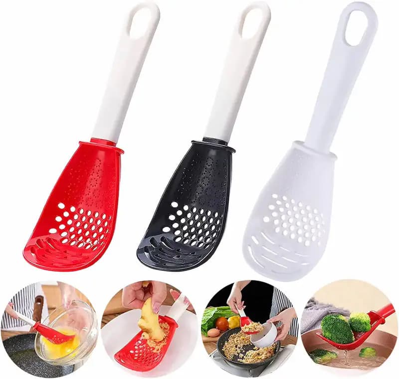 Multifunctional Slotted Spoon With Garlic Press