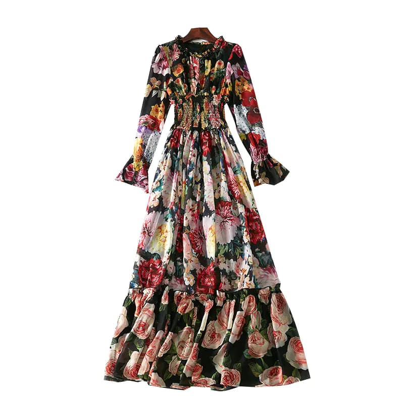 Floral Long Dress for Women - Princess Style Dress