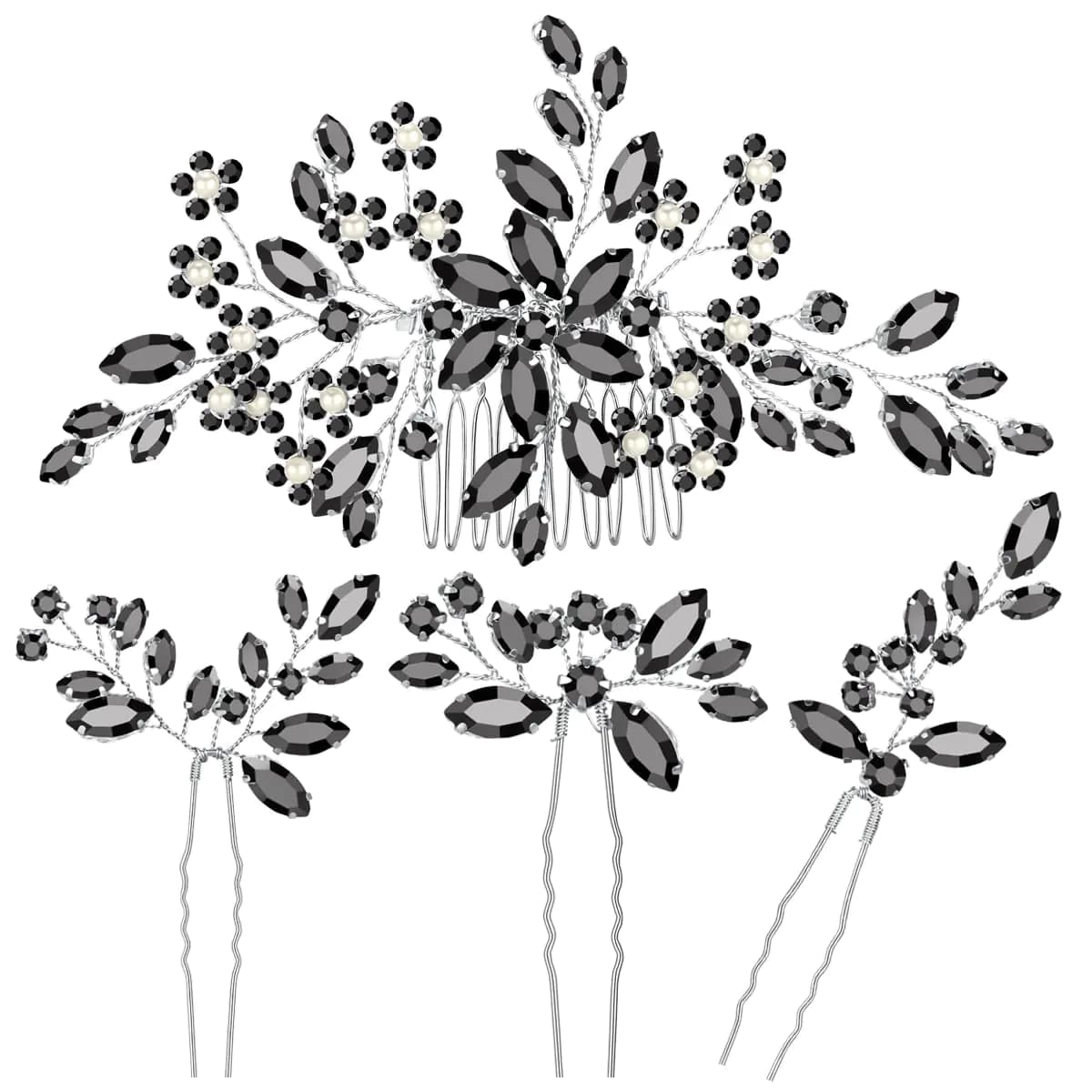 Wedding hair accessories Bridal hair accessories for wedding hair piece Wedding hair piece for brides Bridal headpiece Bride hair accessories wedding Bridal hair comb（Black）