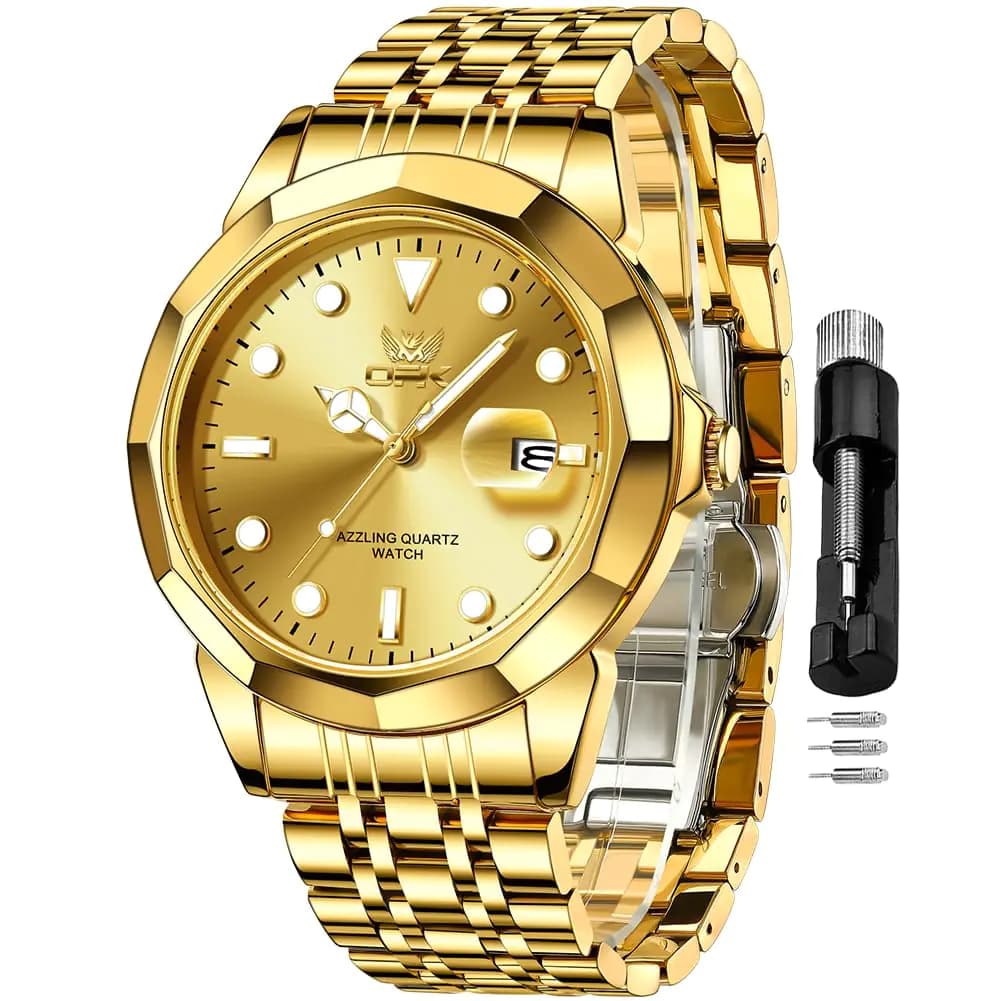 Men's Gold Stainless Steel Business Watch