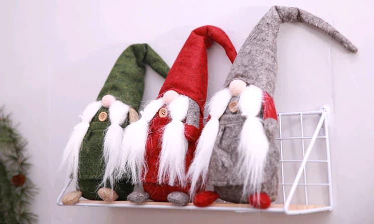 Christmas Decorations - Faceless Doll & Forest Santa Figurine