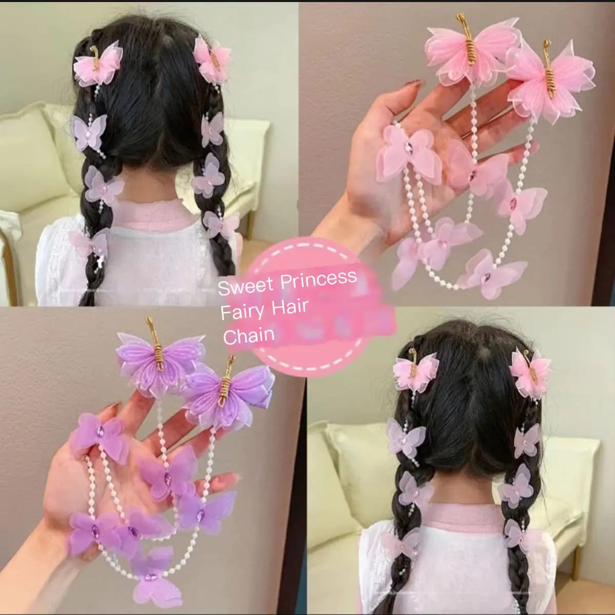 Colorful Flower Hair Chains and Butterfly Hair Accessories