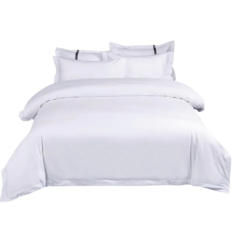 Luxury Hotel Bedding Set - 60s Cotton, White Satin