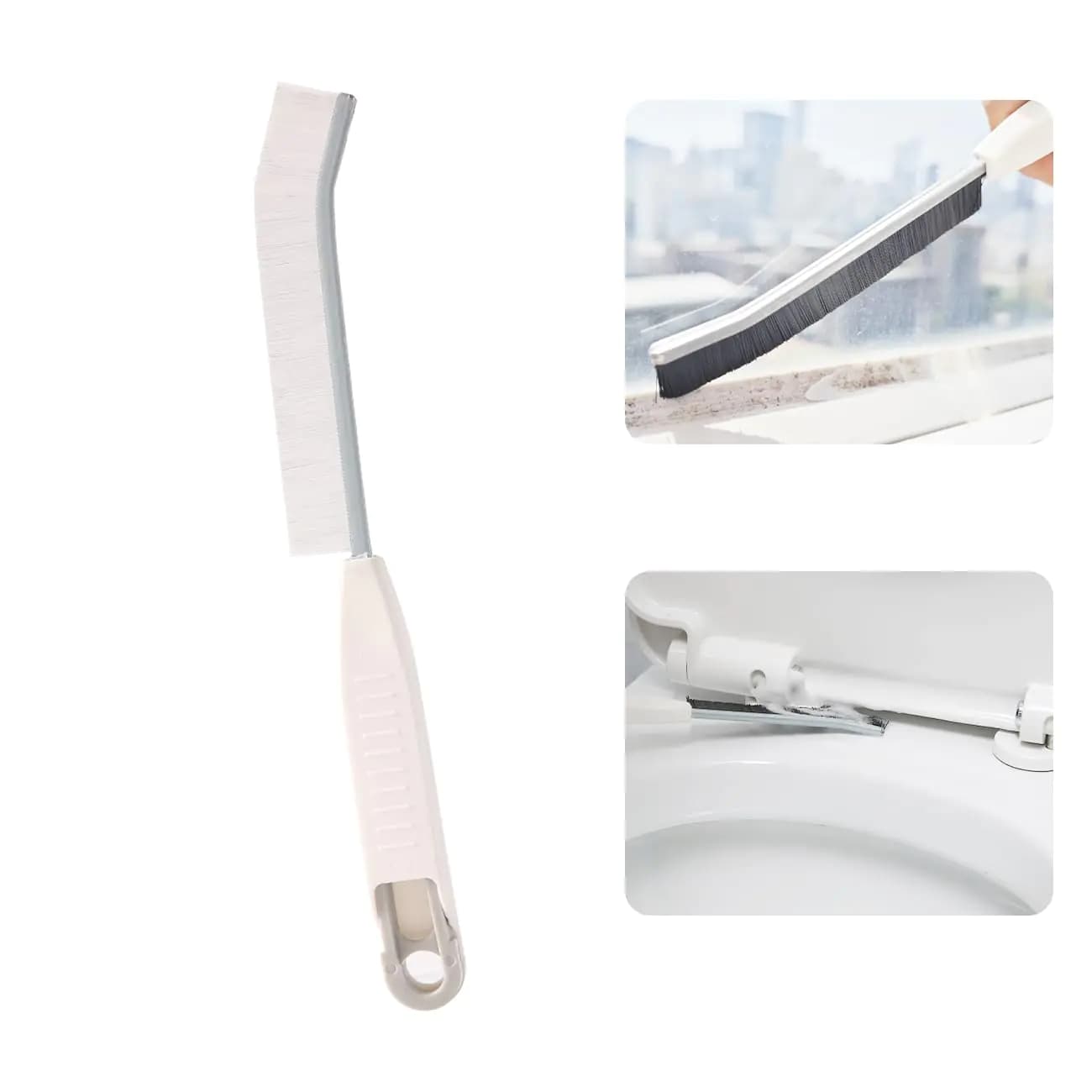 Crevice Cleaning Brush Hard Bristle White