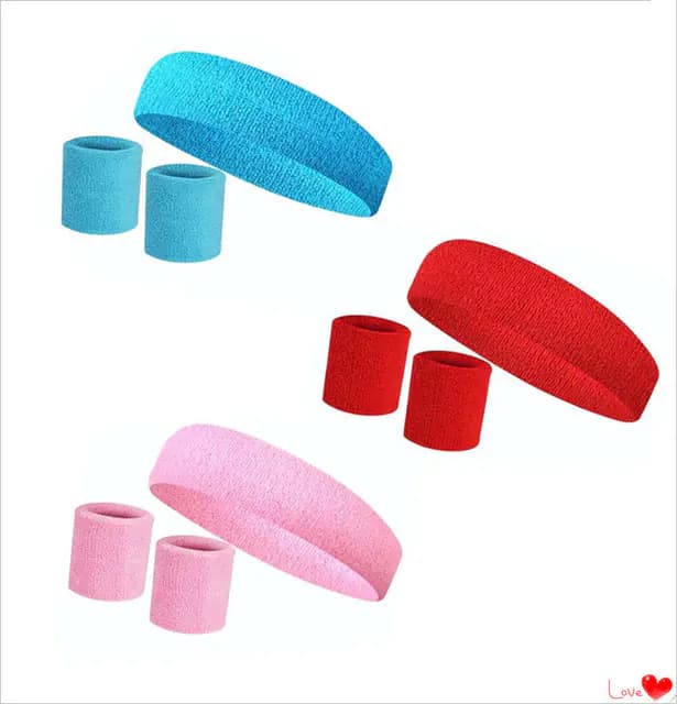 Headband and Wristband Set - 3 Pieces Sports Gear