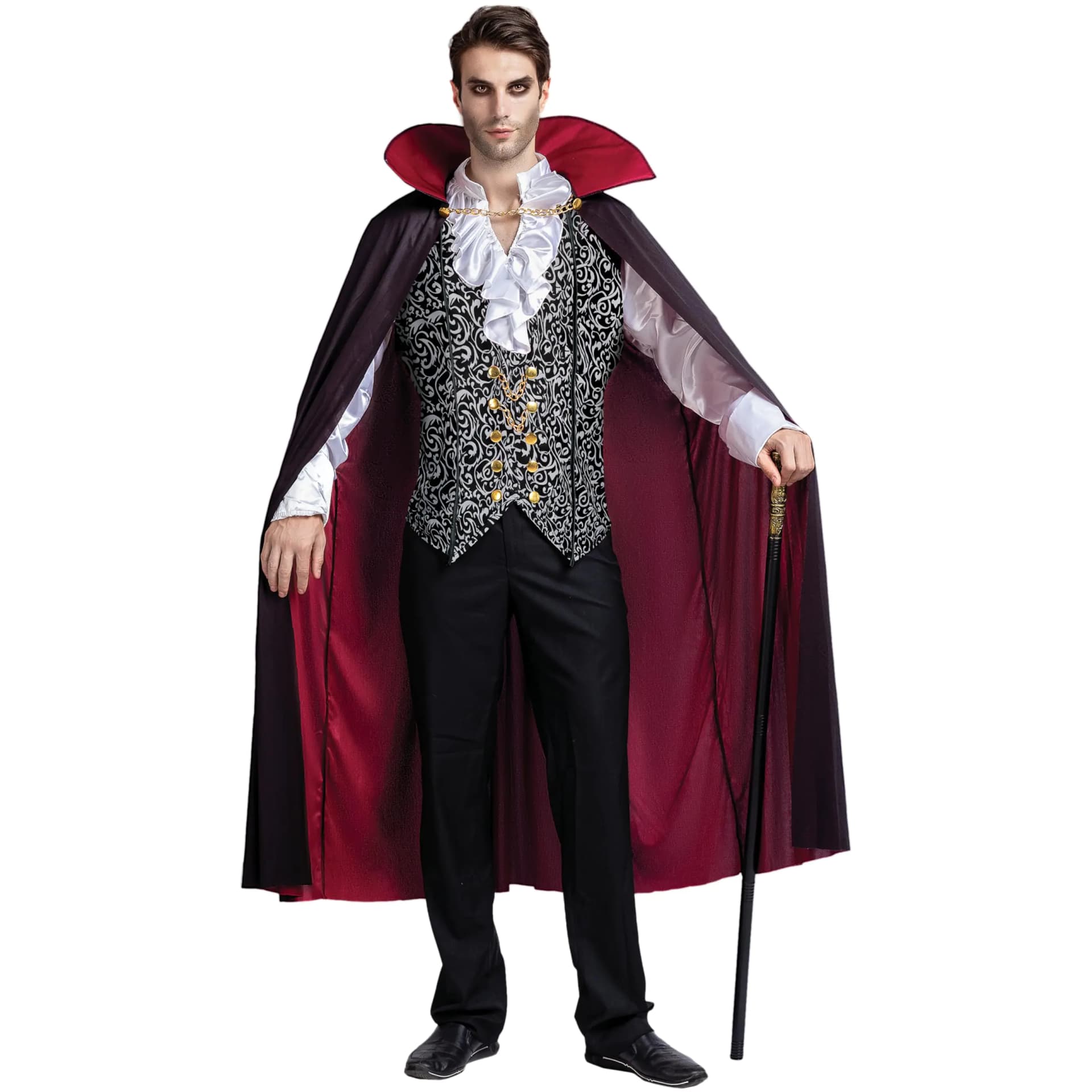 Spooktacular Creations Halloween Vampire Costume Adult Halloween Costume W/Vampire Cape for Men Role-Playing Cosplay Party-L