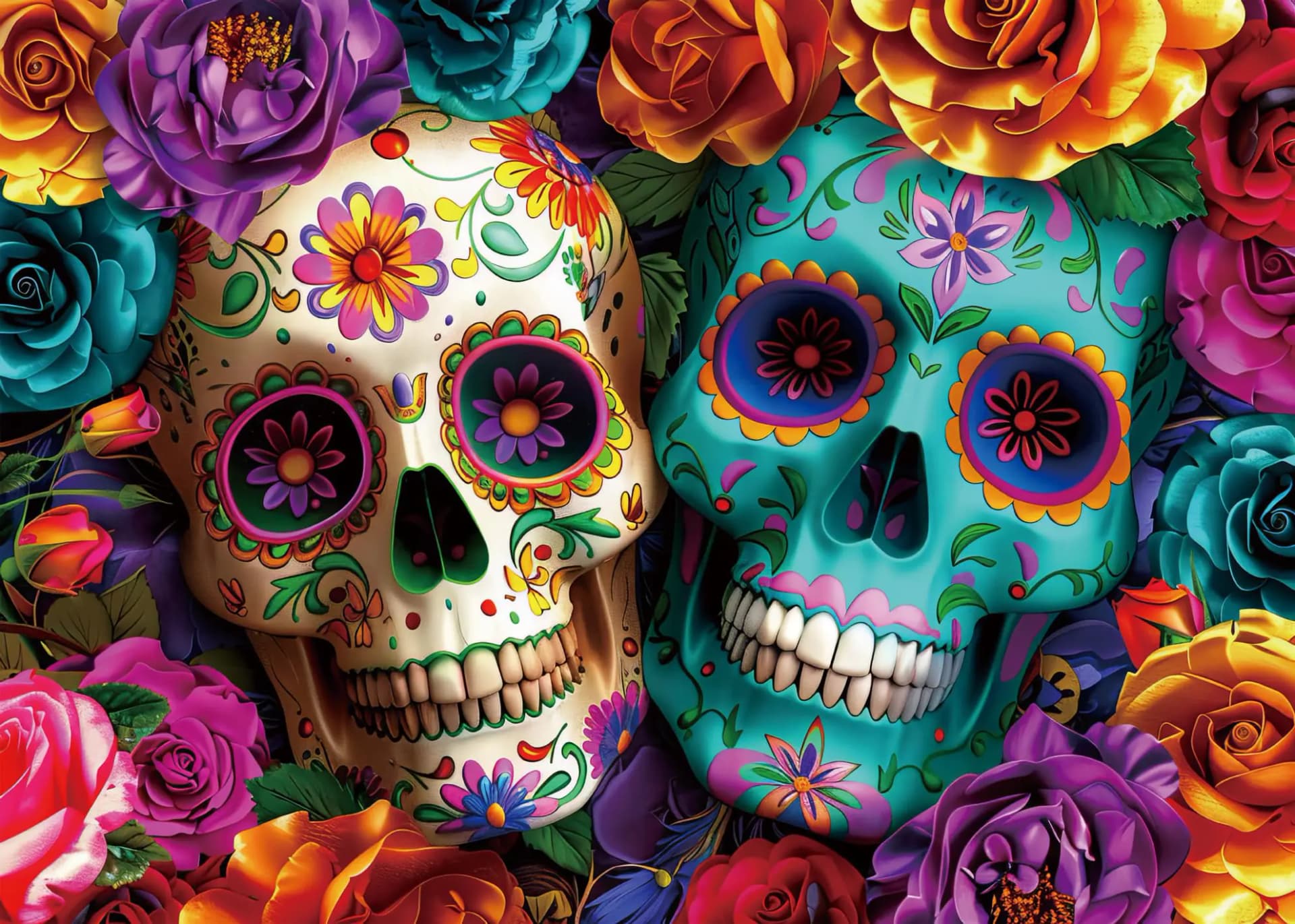 Halloween Skeleton Flower Jigsaw Puzzle 1000 Pieces