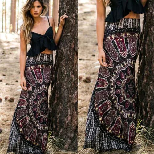 Classic Printed Midi Skirt for Women Fashion