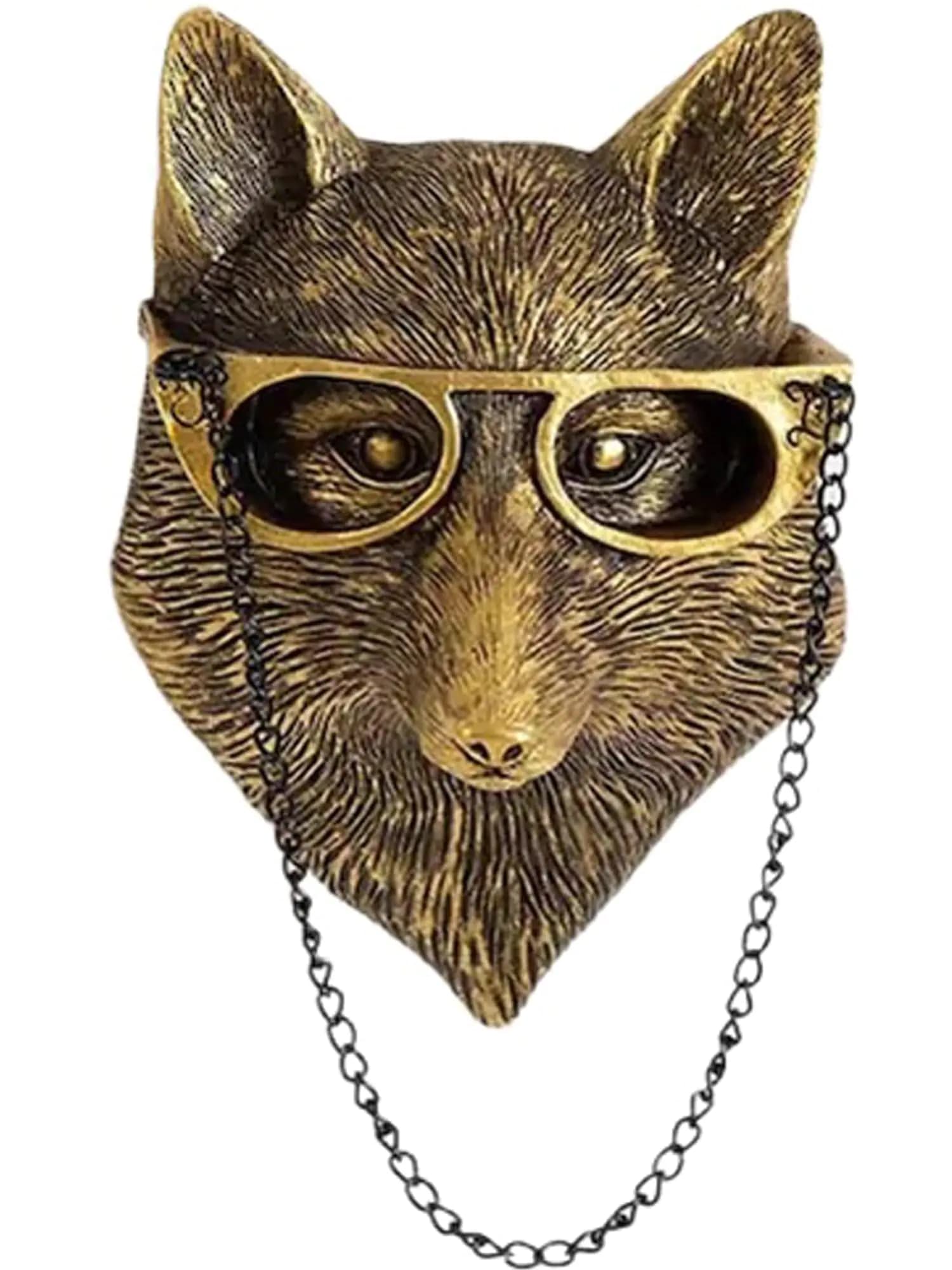 Gold Animal Head Wall Sculpture Statue