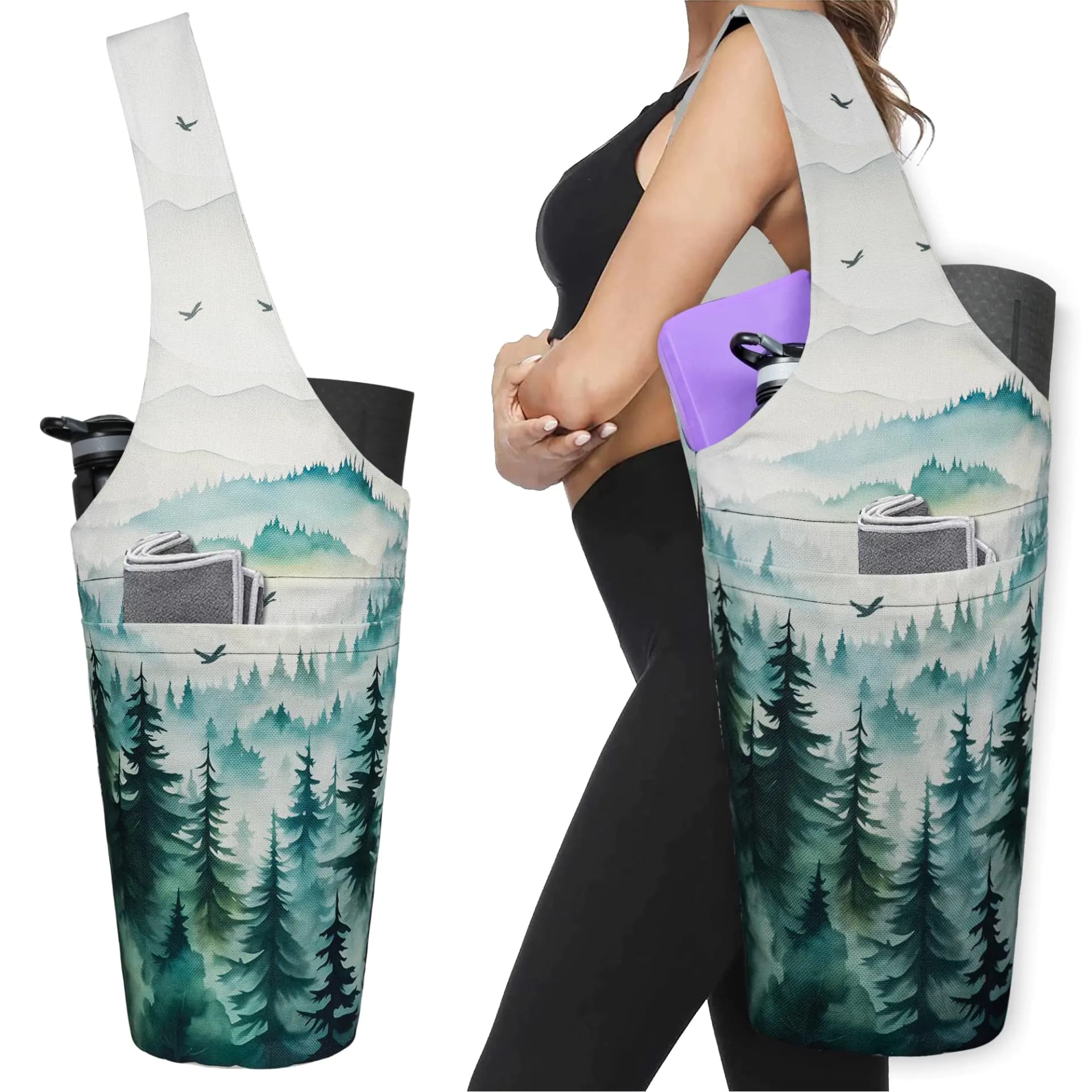 Yoga Mat Bag with Pockets Forest Green