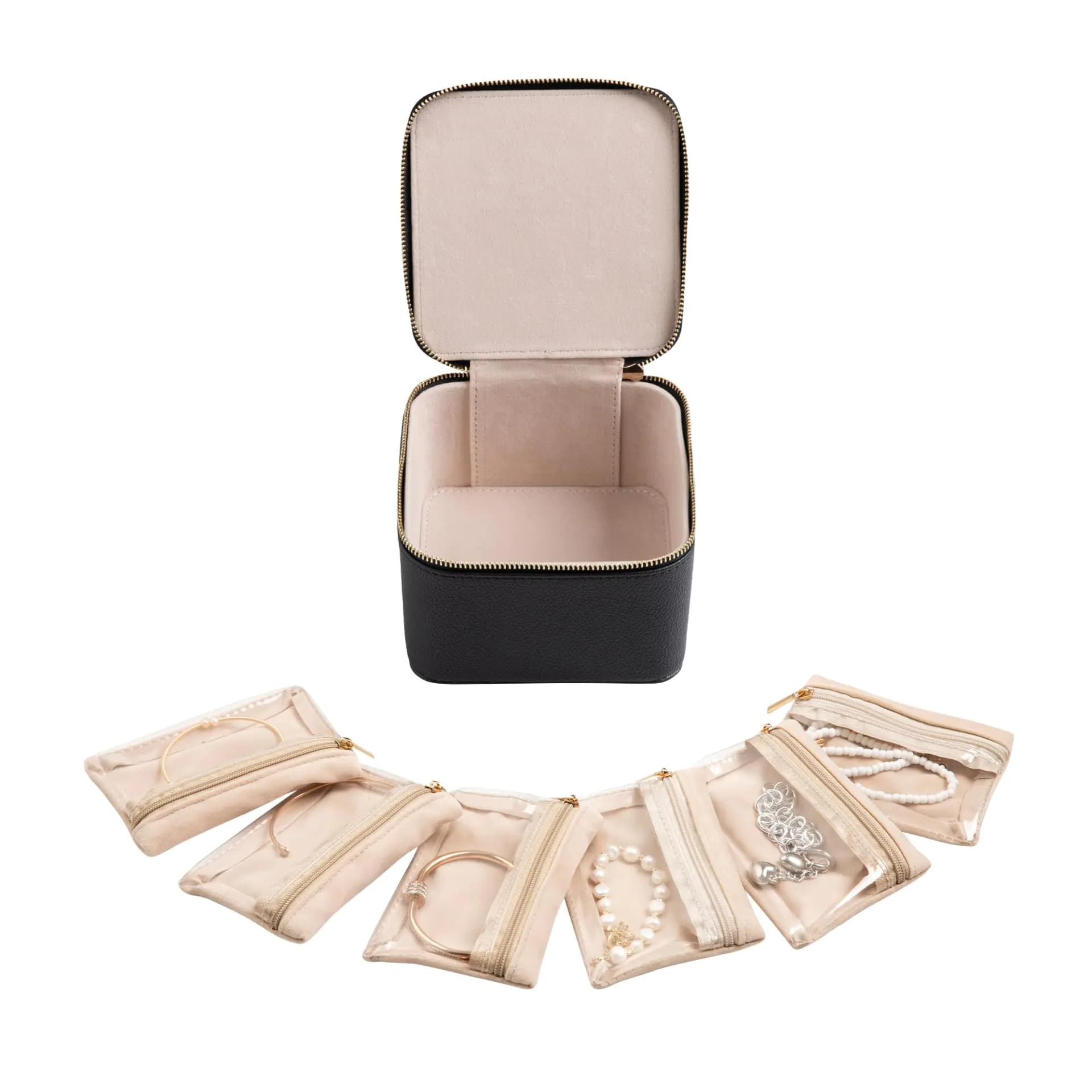 Small Travel Jewelry Box With Pouches