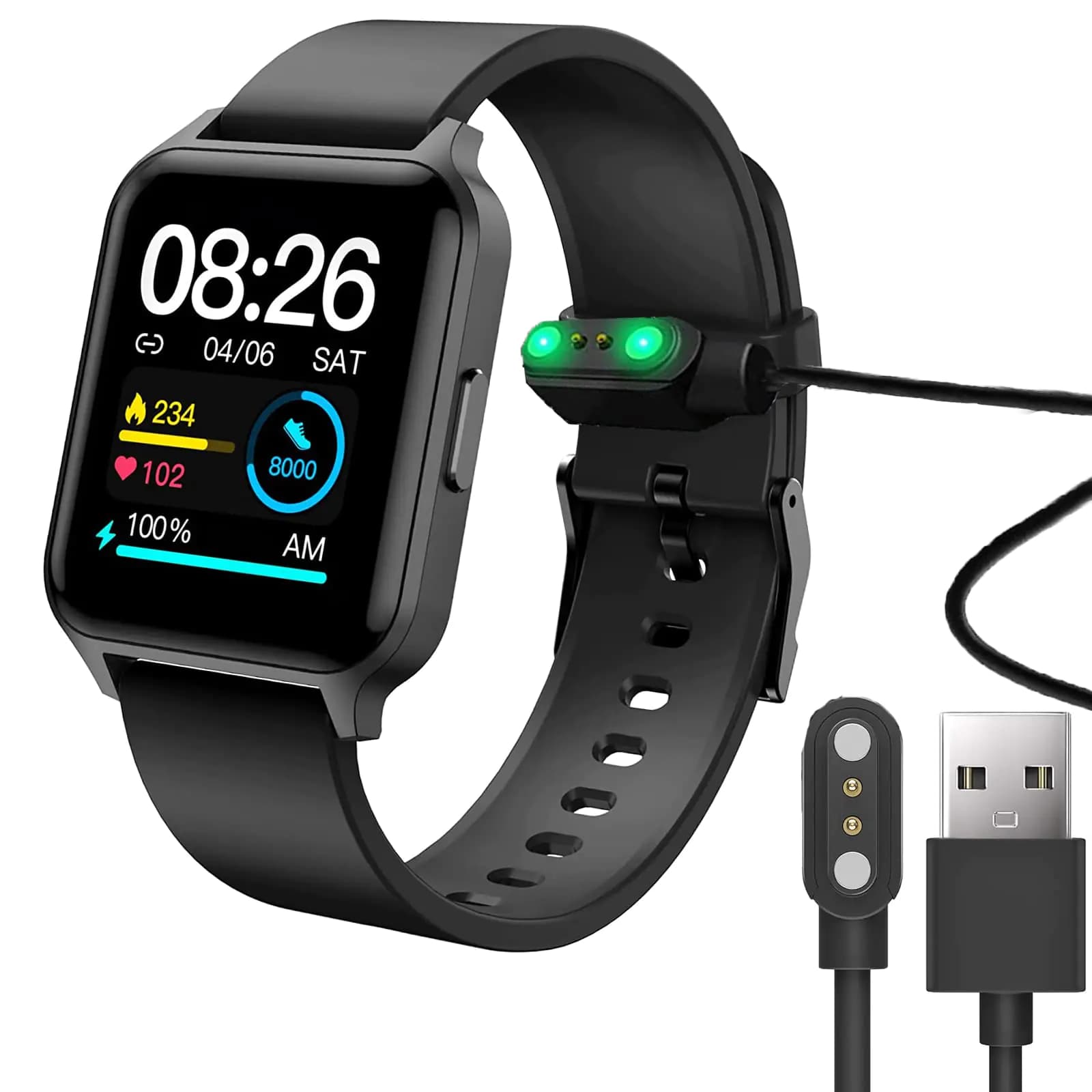 Compatible with Deeprio Smart Watch Charger Lamshaw Magnetic USB Charging Cable Replacement Charger Cable Compatible with Deeprio 1.52" Smart Watch (Black)
