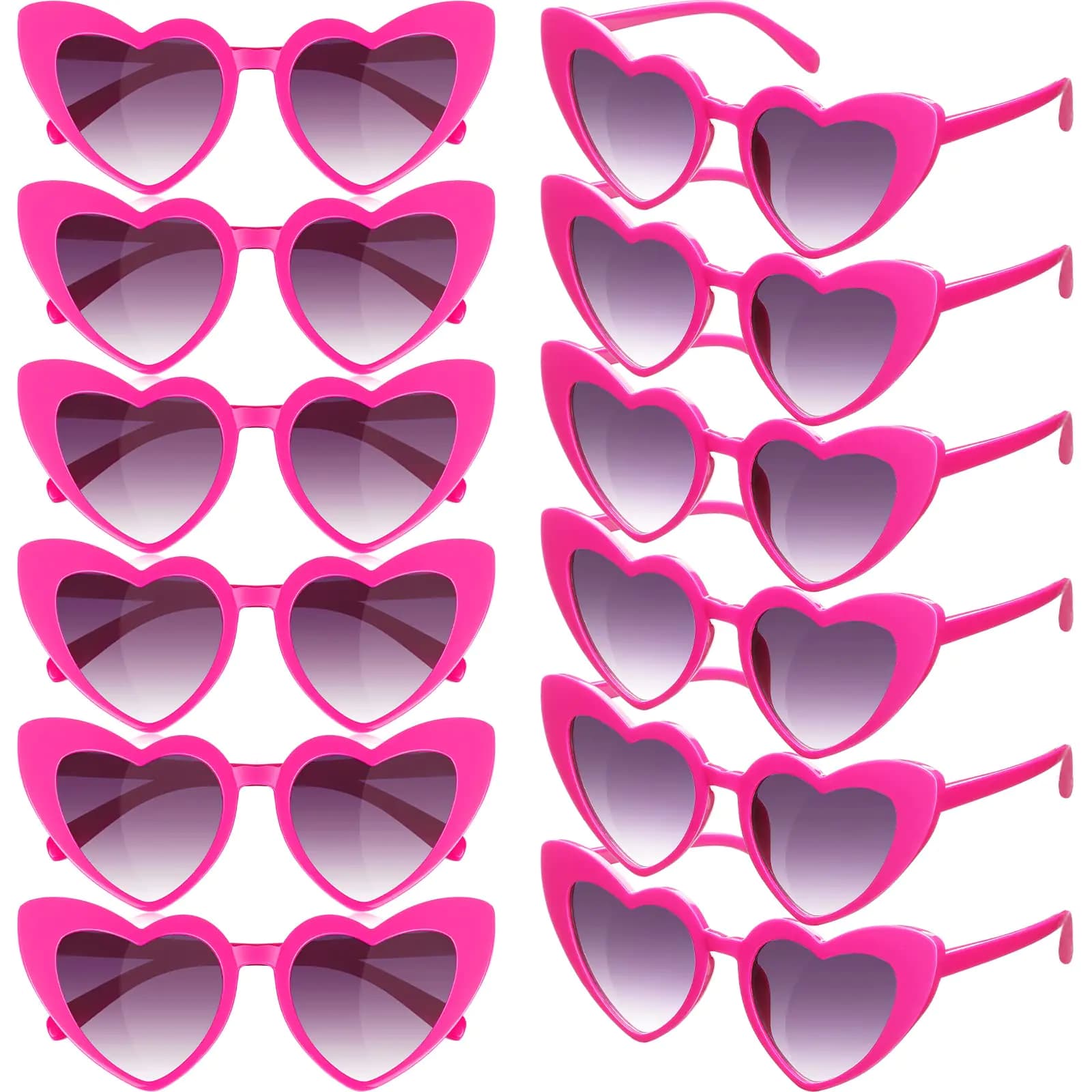 Heart Shaped Sunglasses, Rose Red, 12 Pairs
